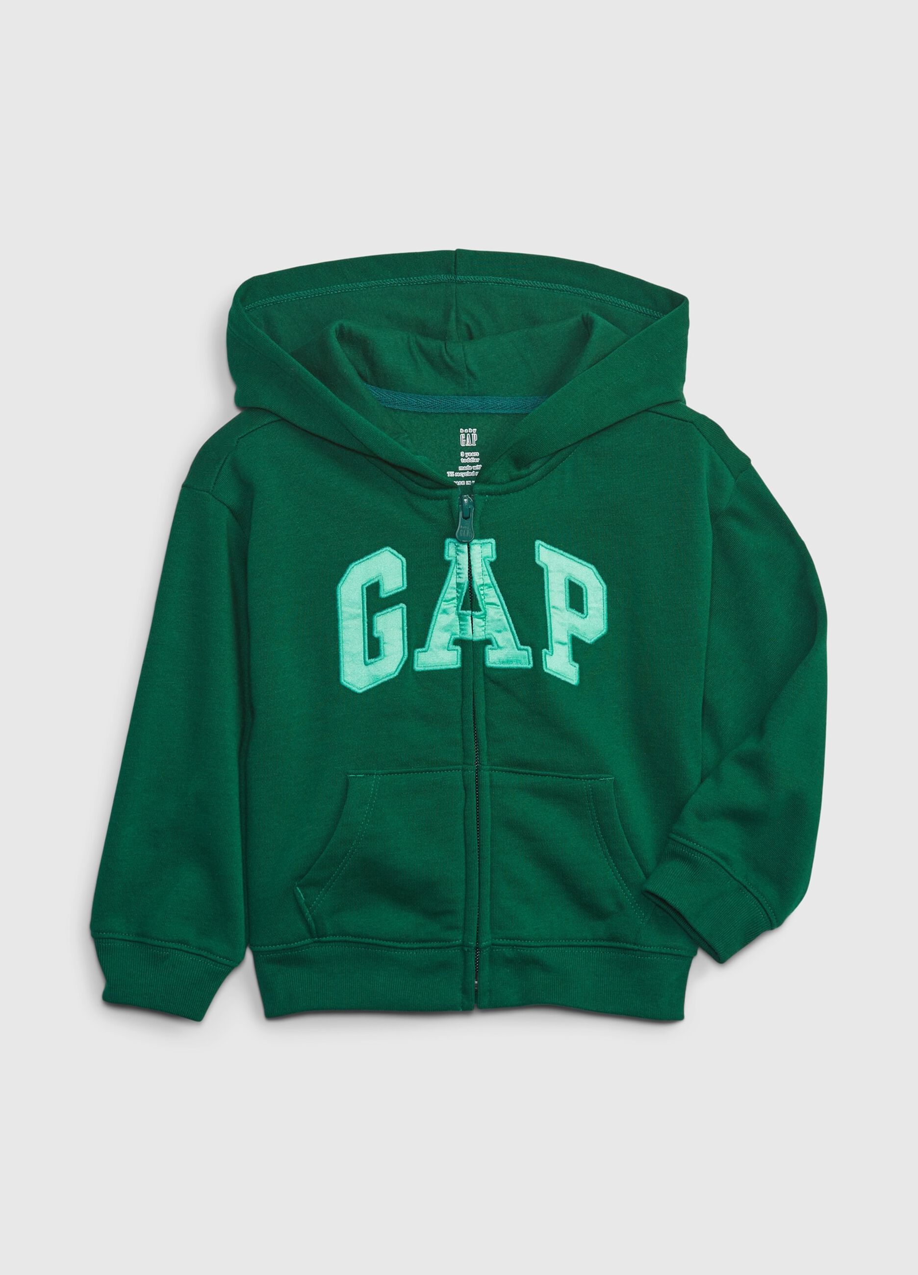 Full-zip in felpa con ricamo logo