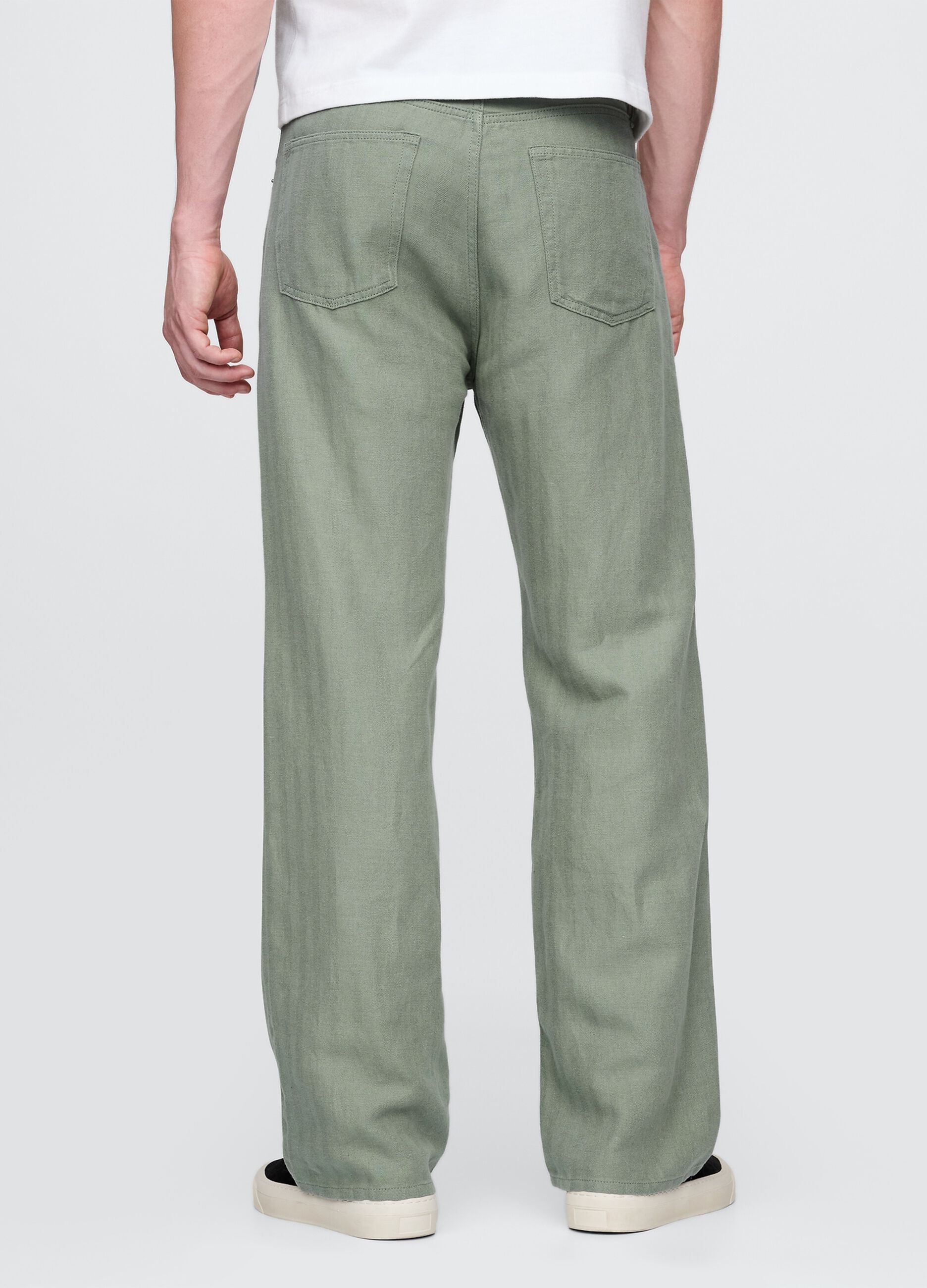Pantaloni verde chiaro in misto tessuto_2