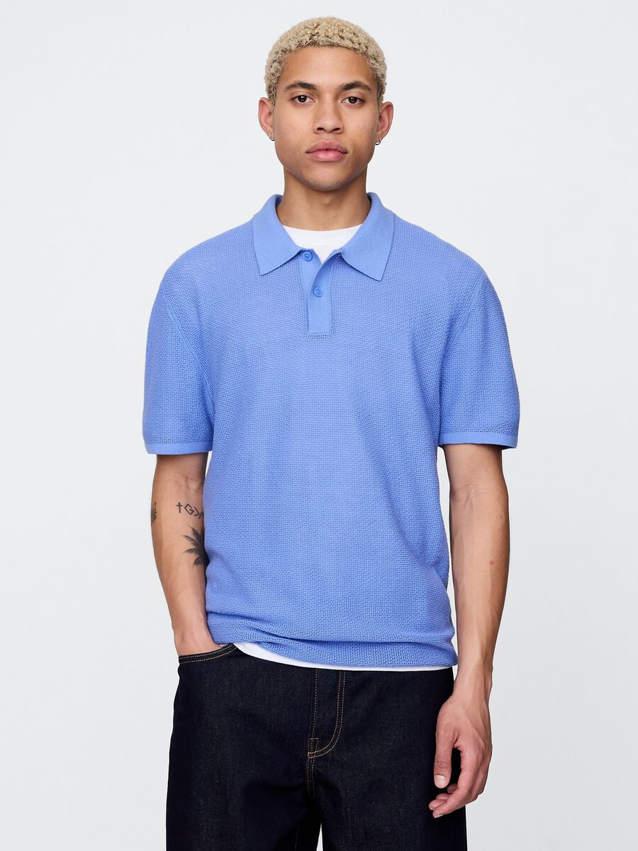 Polo a maniche corte azzurra Uomo_0
