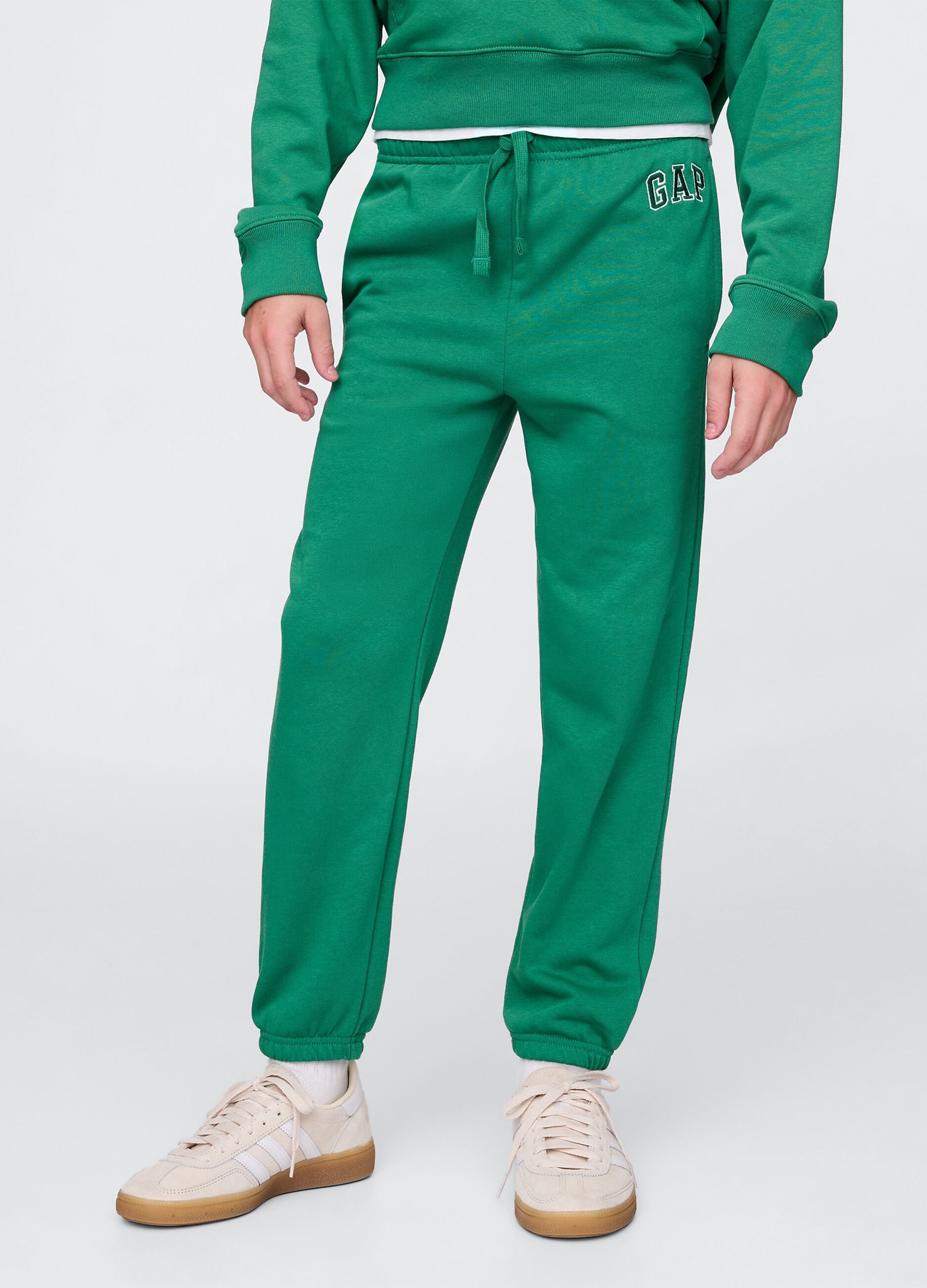 Pantaloni jogger verdi da bambino in cotone misto_1