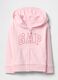 Felpa in misto cotone rosa da neonata regular fit con zip e logo_0