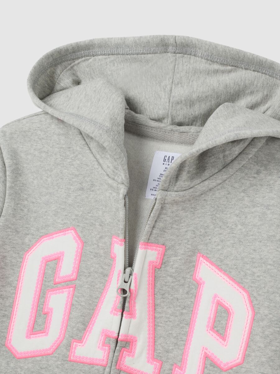 Full-zip in felpa con patch logo Bambina_2