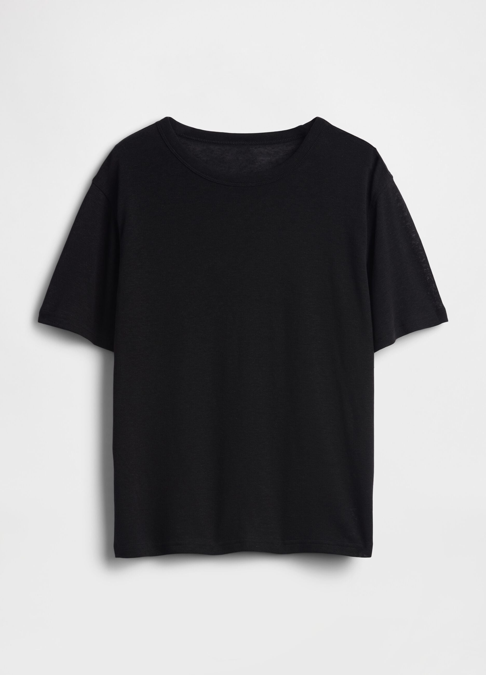 T-shirt a maniche corte in misto lino