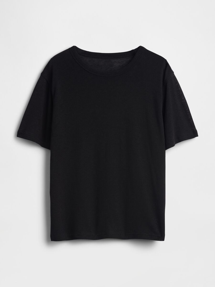 T-shirt a maniche corte in misto lino Donna_2