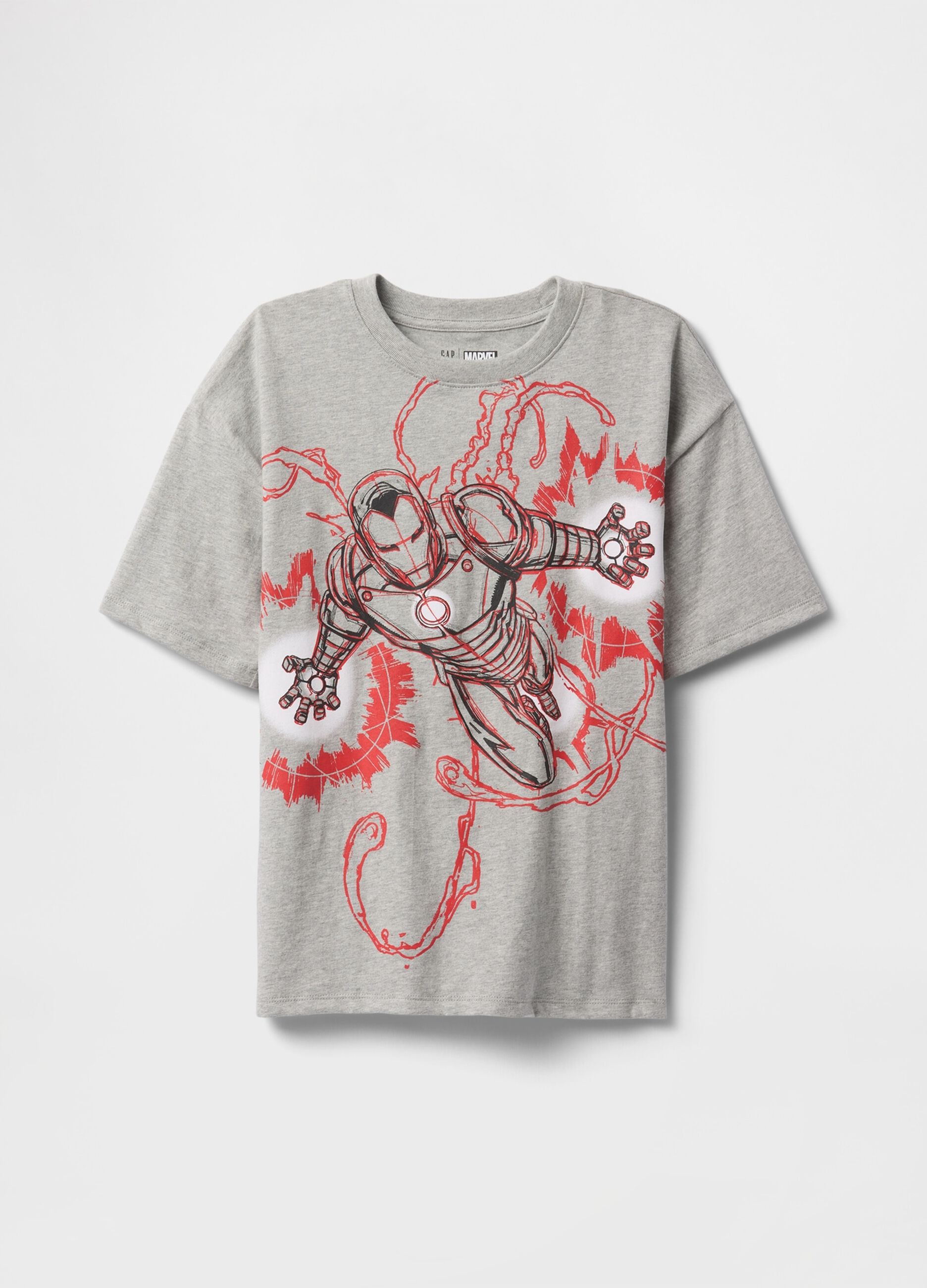 T-shirt grigia a maniche corte con stampa Marvel GAP Kids