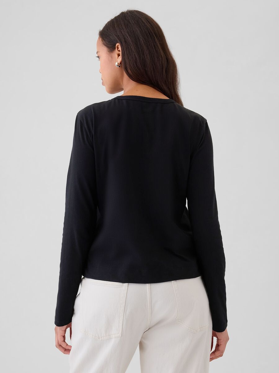 T-shirt a maniche lunghe in cotone Donna_2