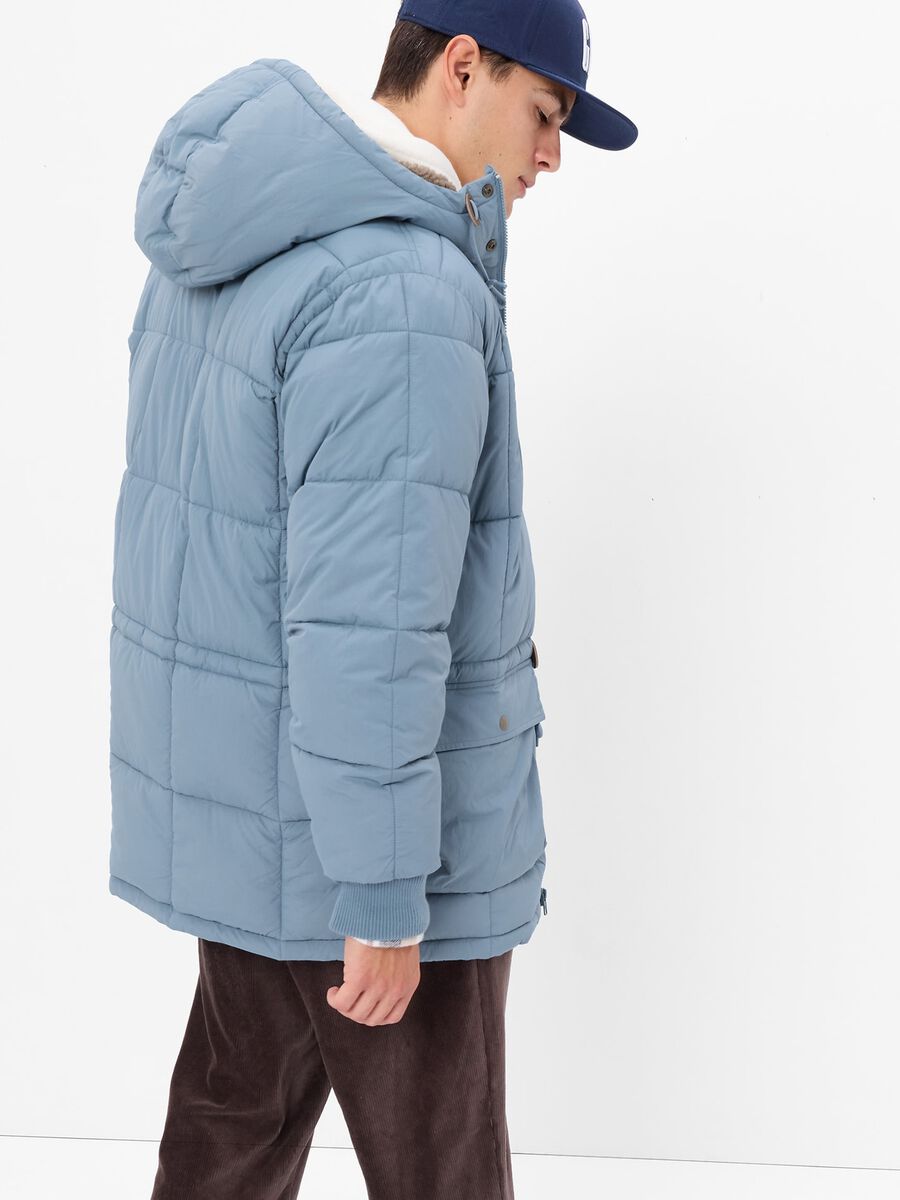 Quilted parka with sherpa lining Man_1