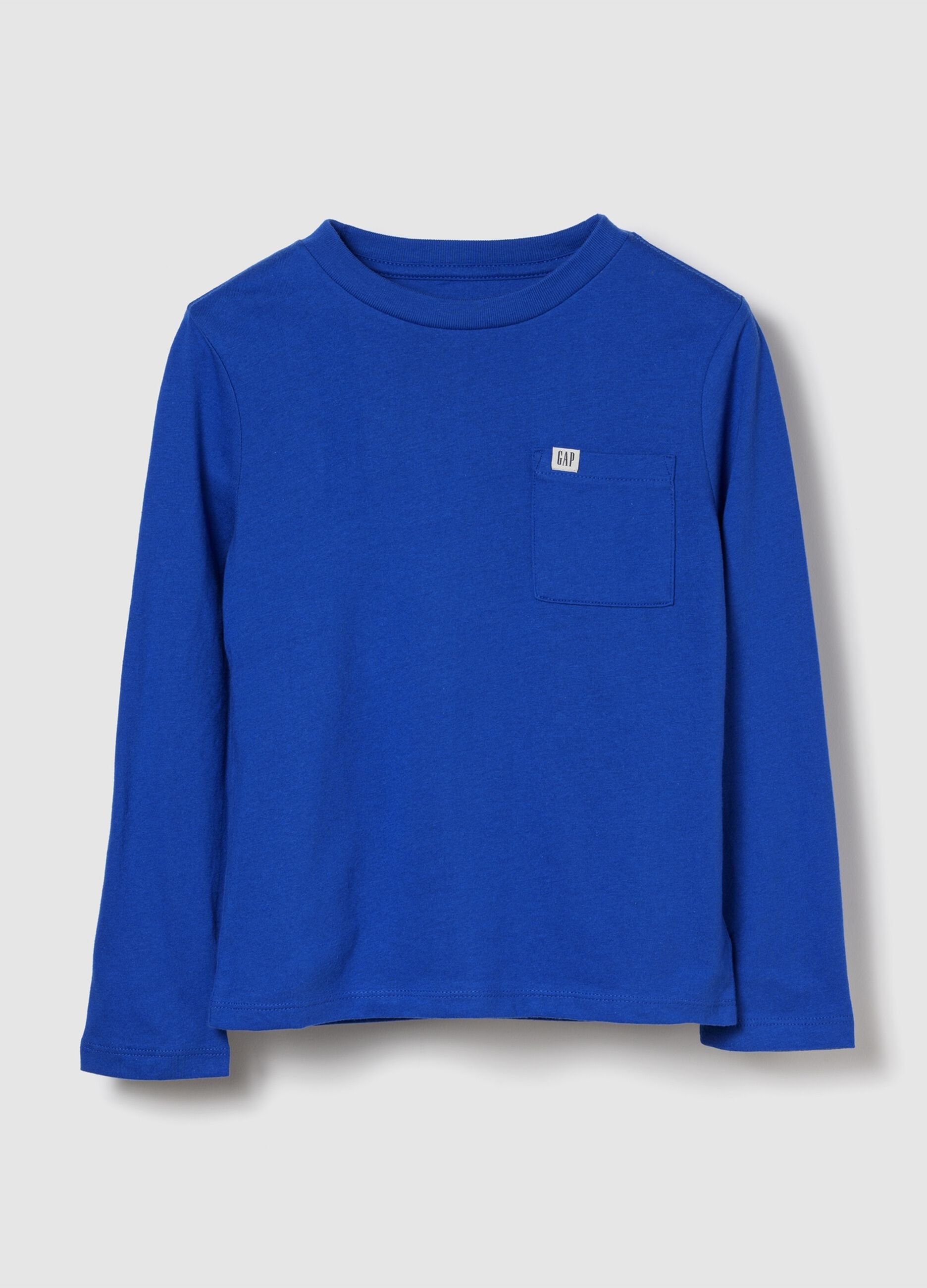 Maglietta blu a maniche lunghe in cotone