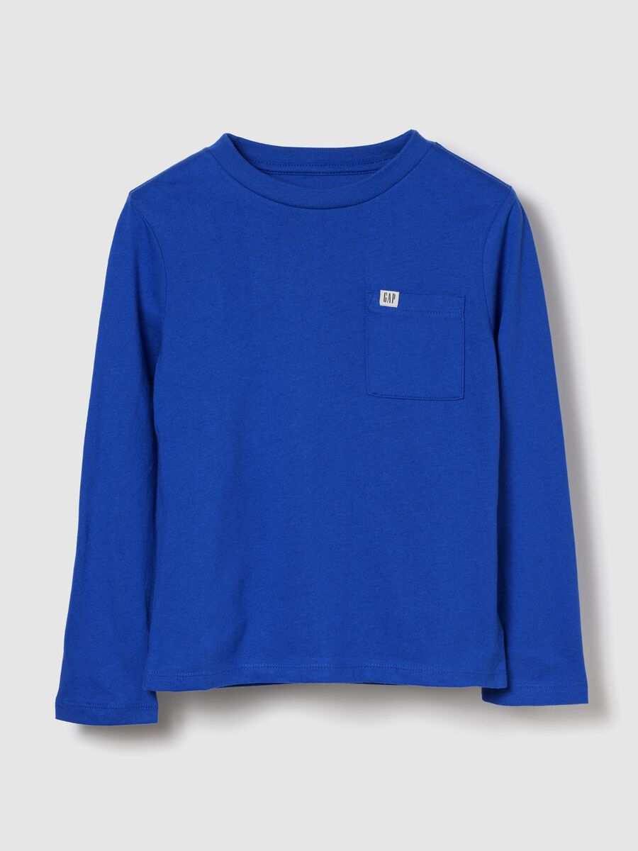 Maglietta blu a maniche lunghe in cotone Bambino_0