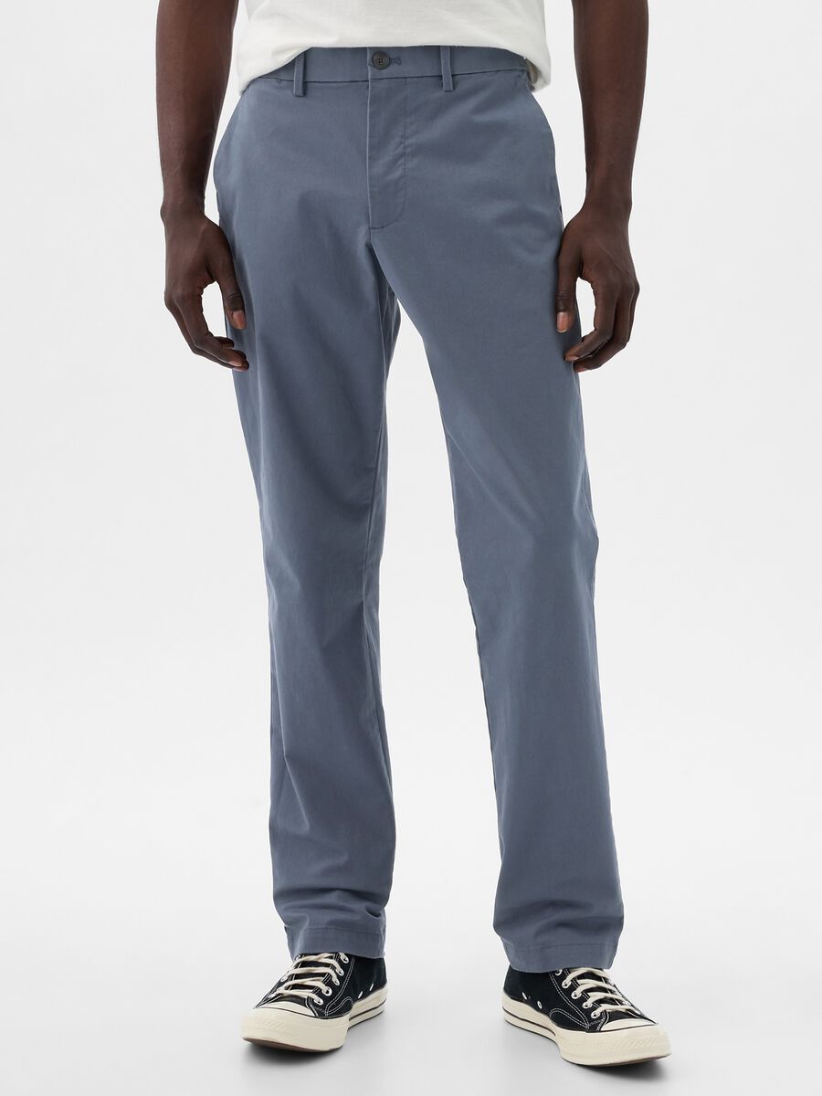 Straight-fit trousers in stretch cotton Man_1