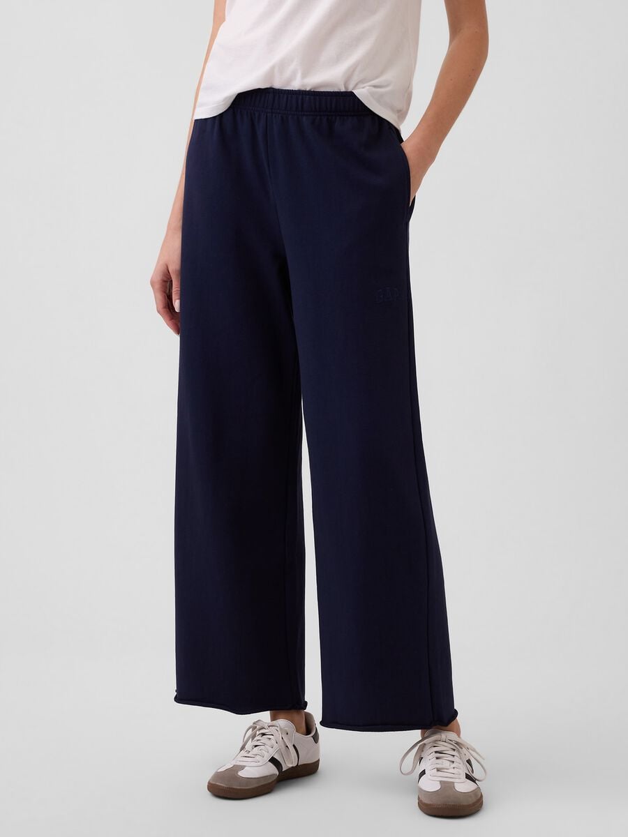 Joggers a palazzo in misto cotone con logo GAP Donna_1