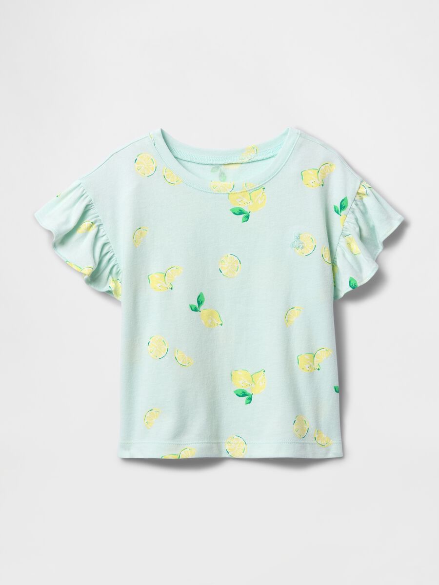 T-shirt verde con limoni stampati Bimba_0
