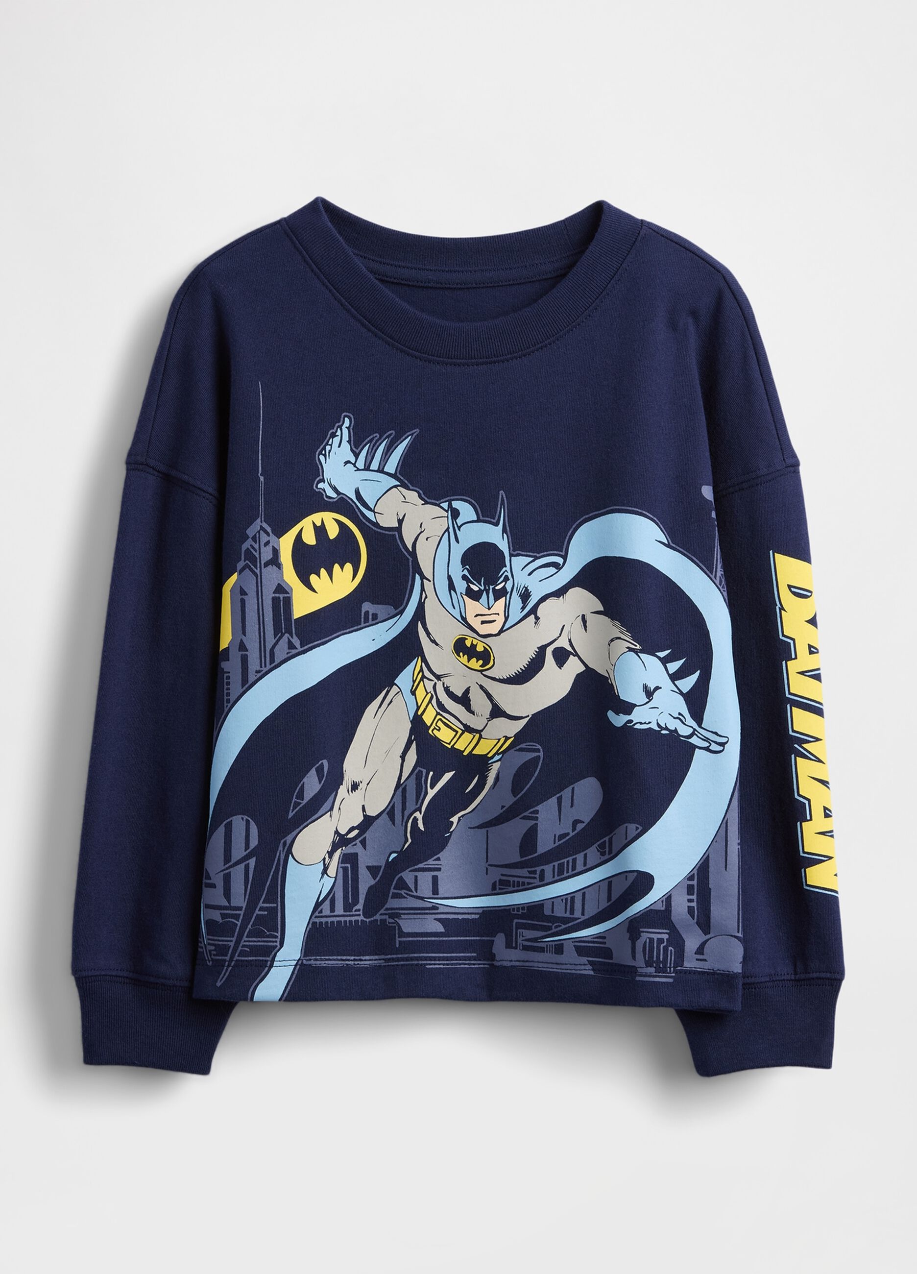 Maglia blu a maniche lunghe con grafica Batman