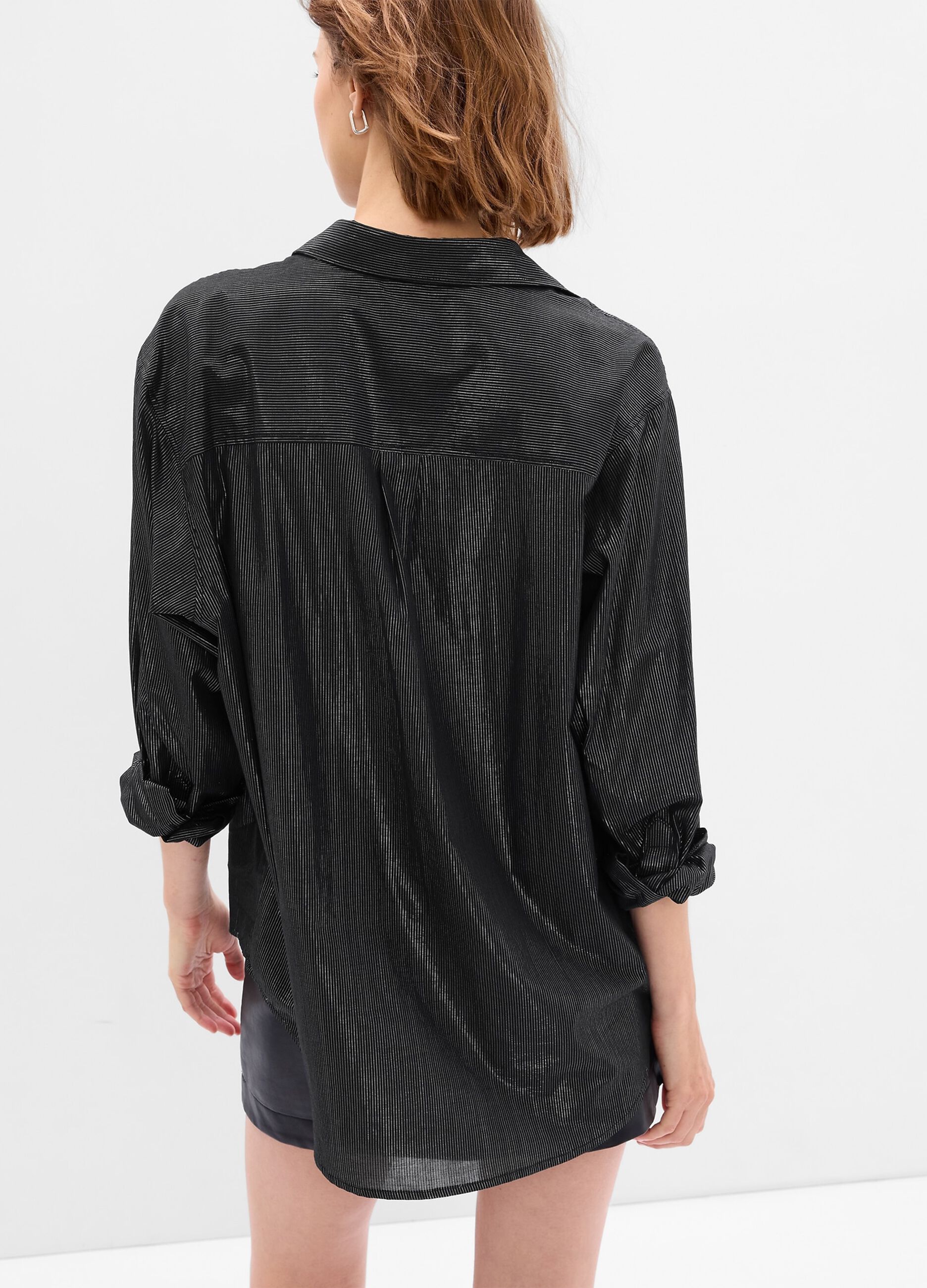 Lurex oversize shirt with pinstripe pattern_2