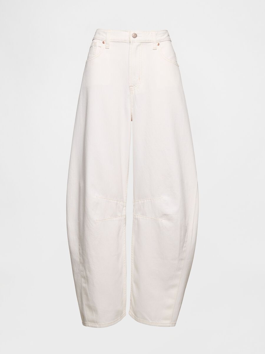 Pantaloni ampi bianchi in cotone Donna_6