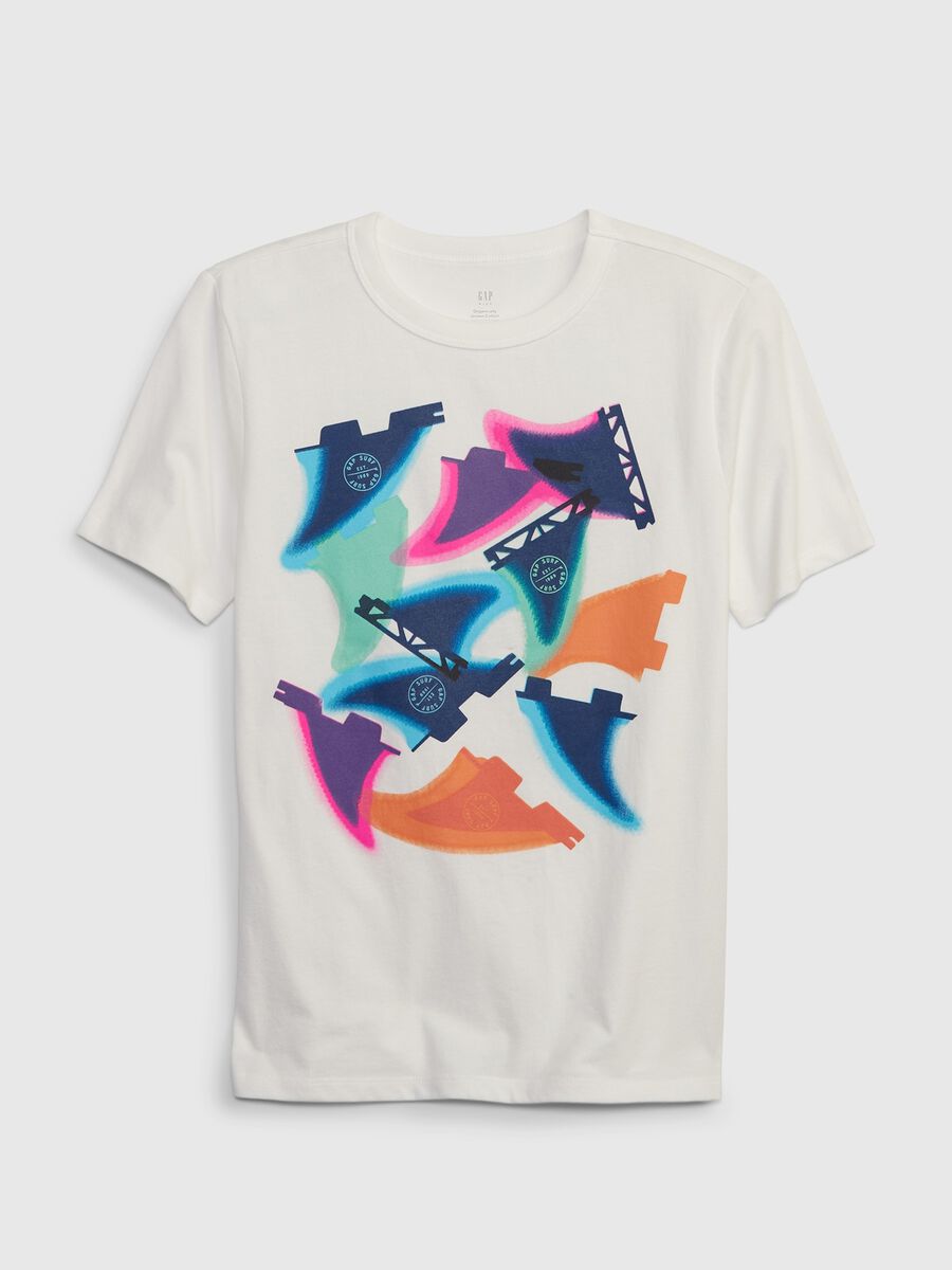Organic cotton T-shirt with windsurf and logo print Boy_0