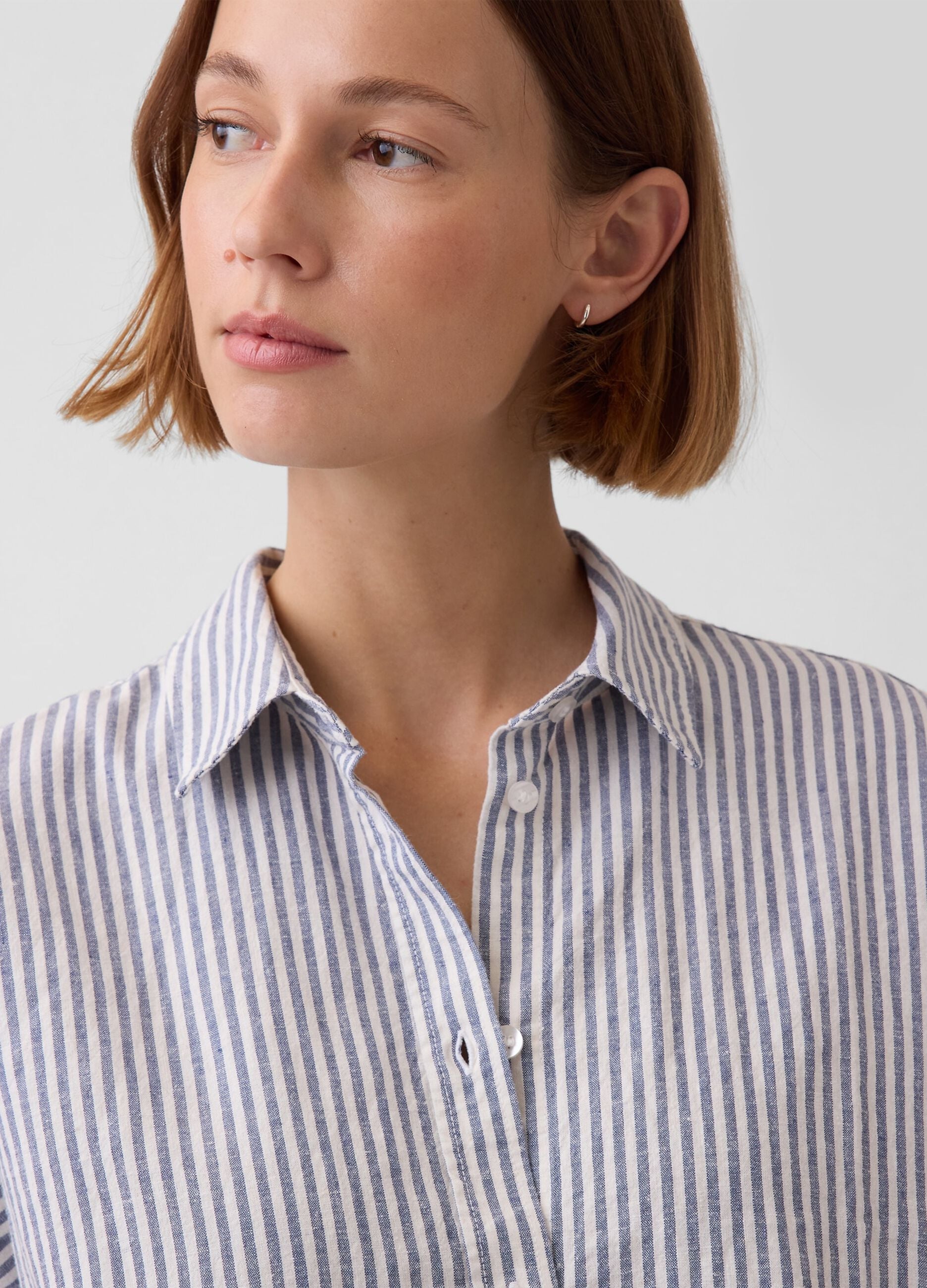 Camicia in misto lino a righe