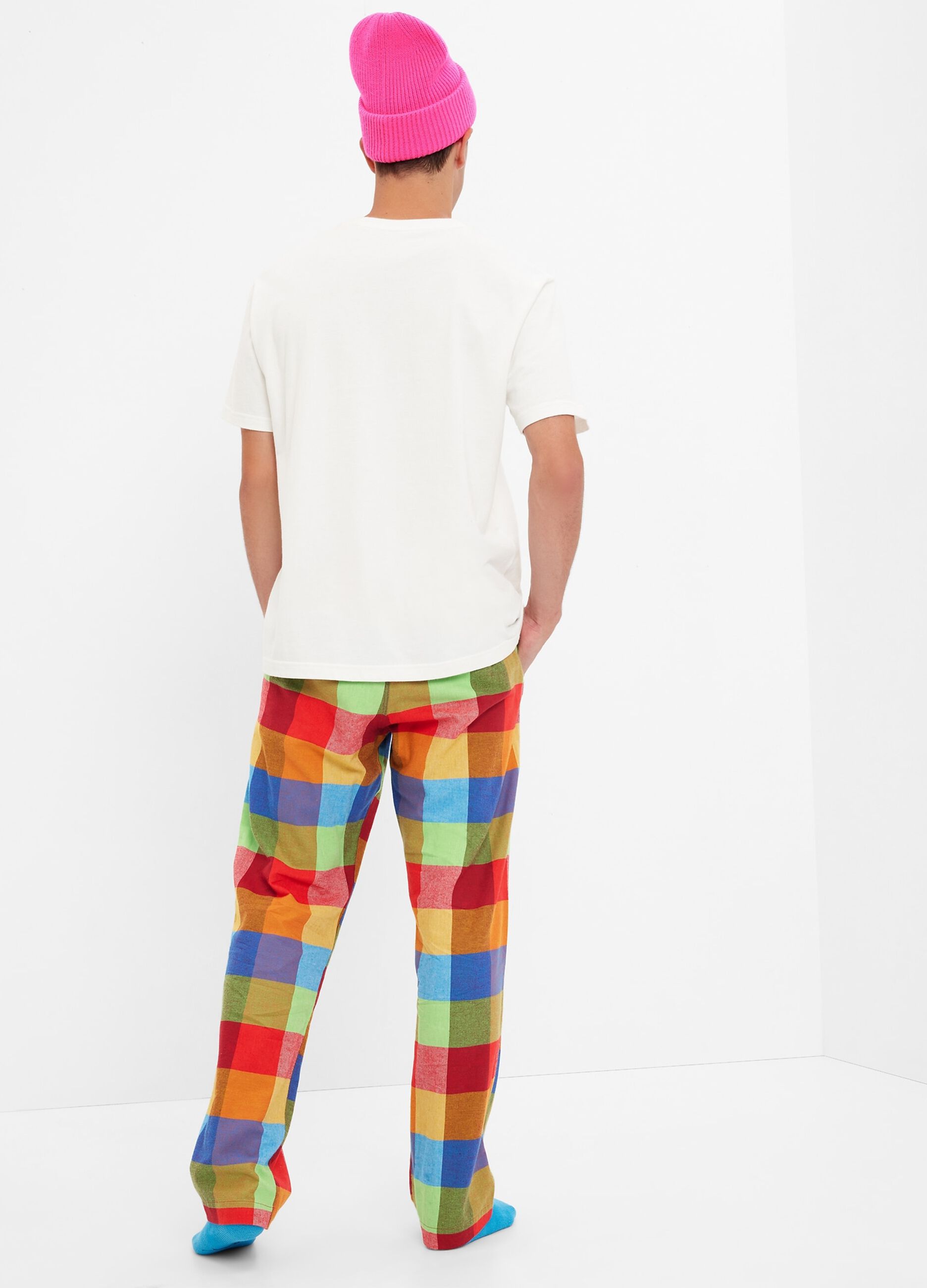 Multi-coloured check pyjama bottoms_1