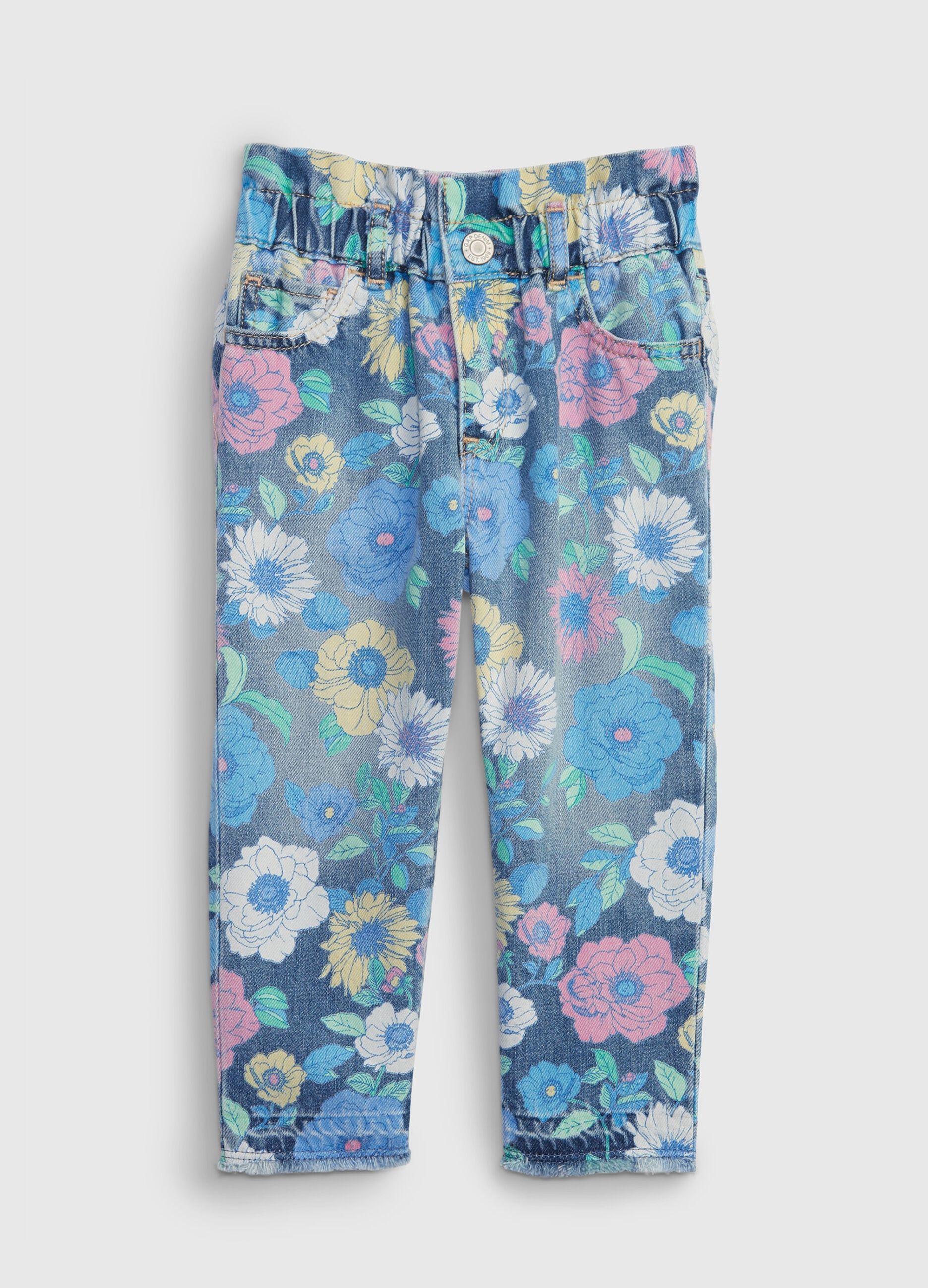 Floral pattern mum-fit jeans