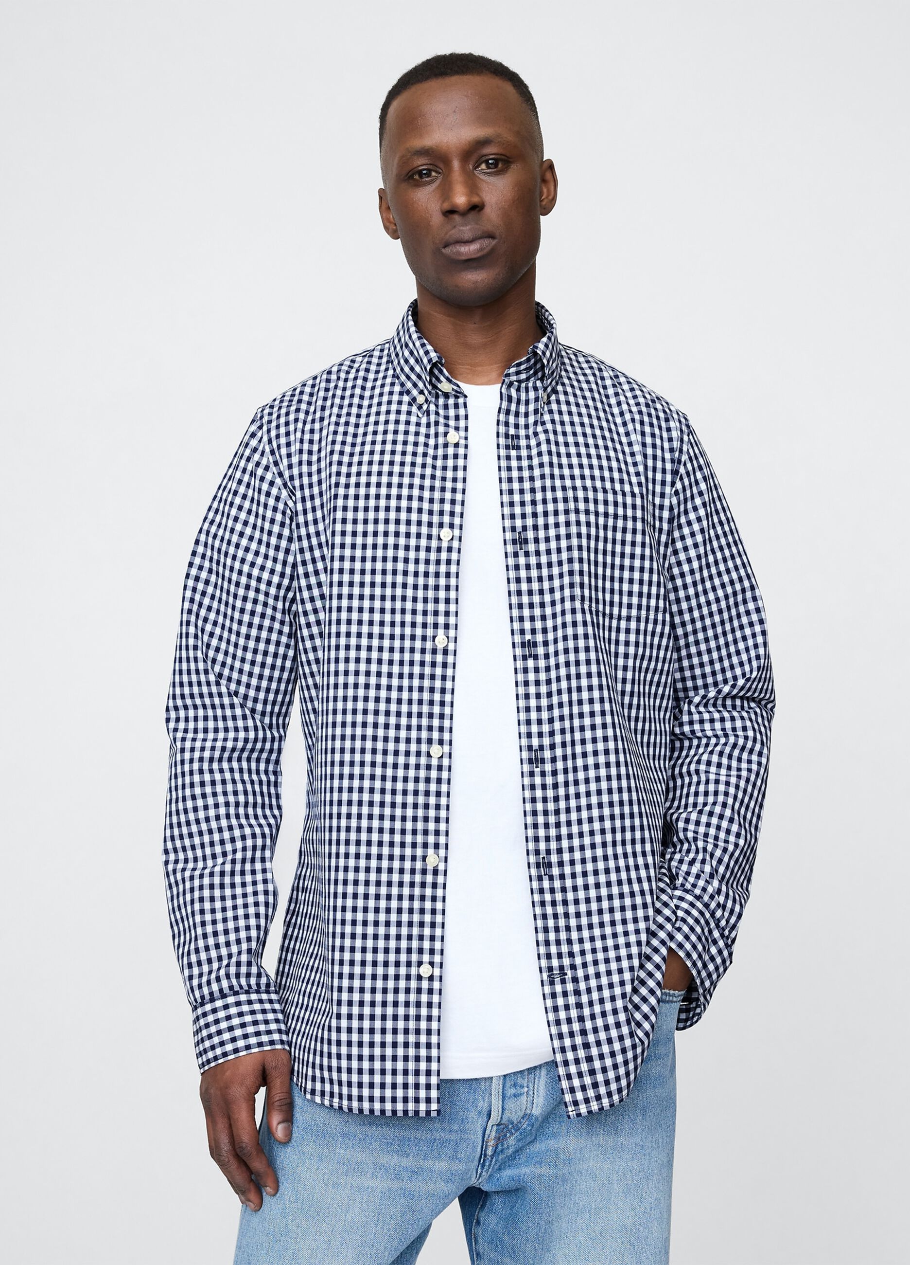 Camicia a quadri blu navy