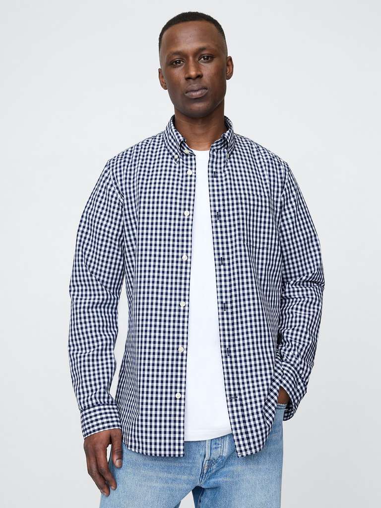 Camicia a quadri blu navy