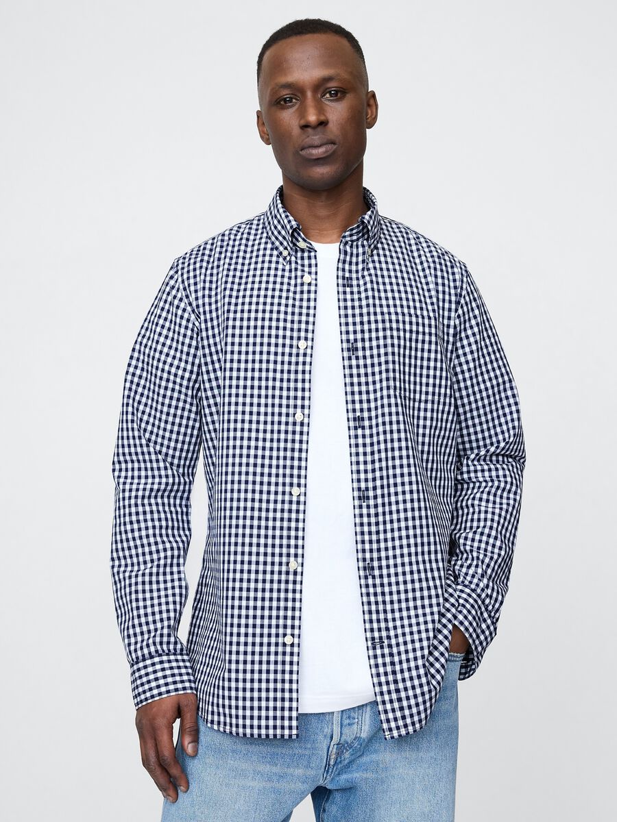 Camicia a quadri blu navy Man_0