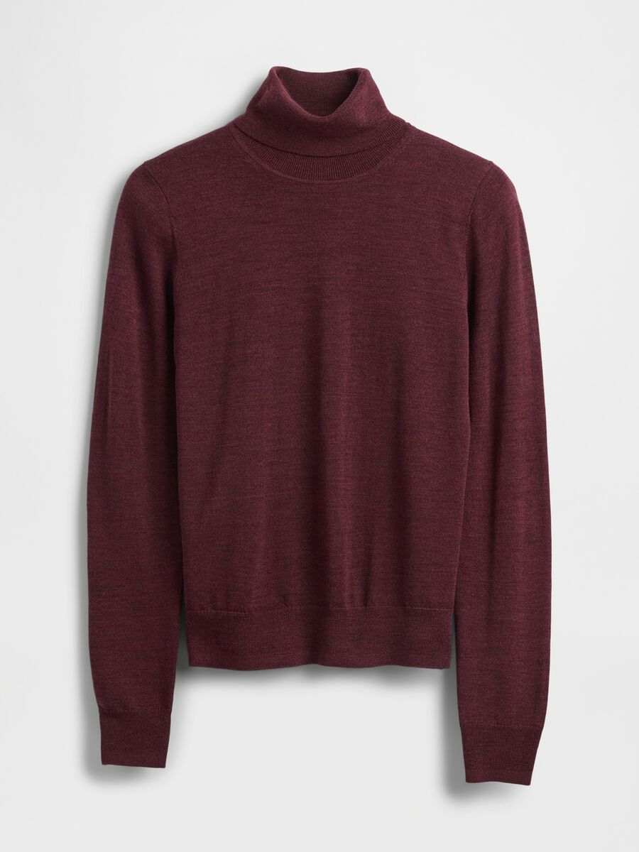 Maglione rosso a collo alto in lana Donna_4