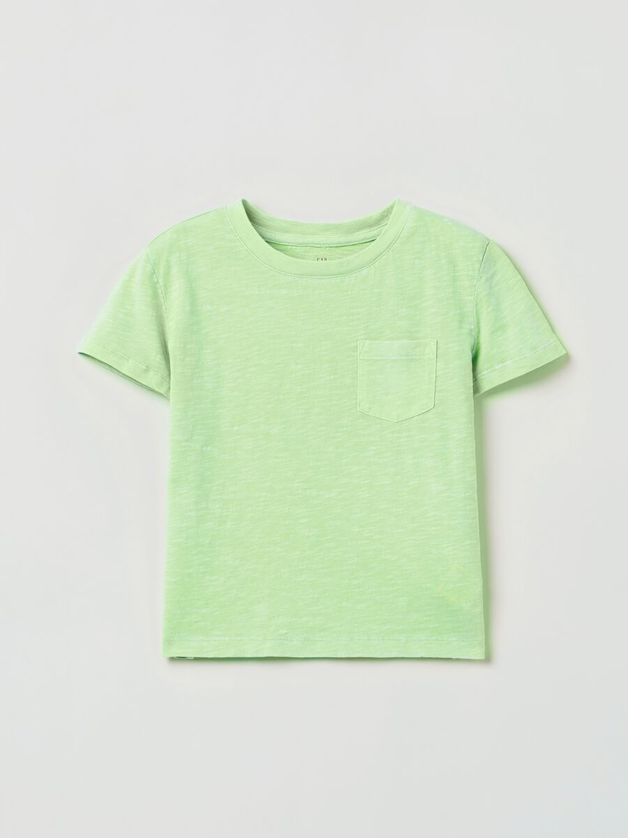 Organic cotton slub T-shirt with pocket Girl_0