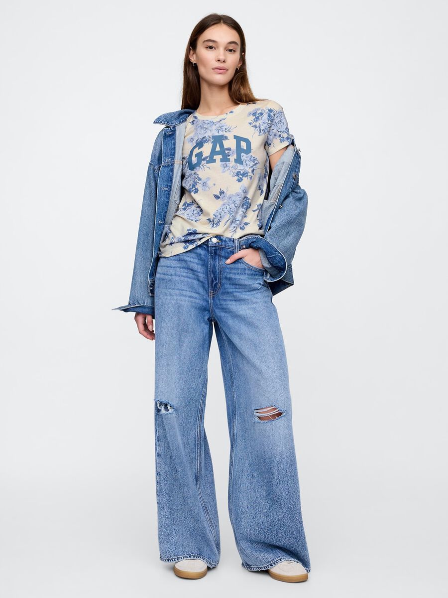 Short-sleeve T-shirt with Gap logo and floral print Woman_2