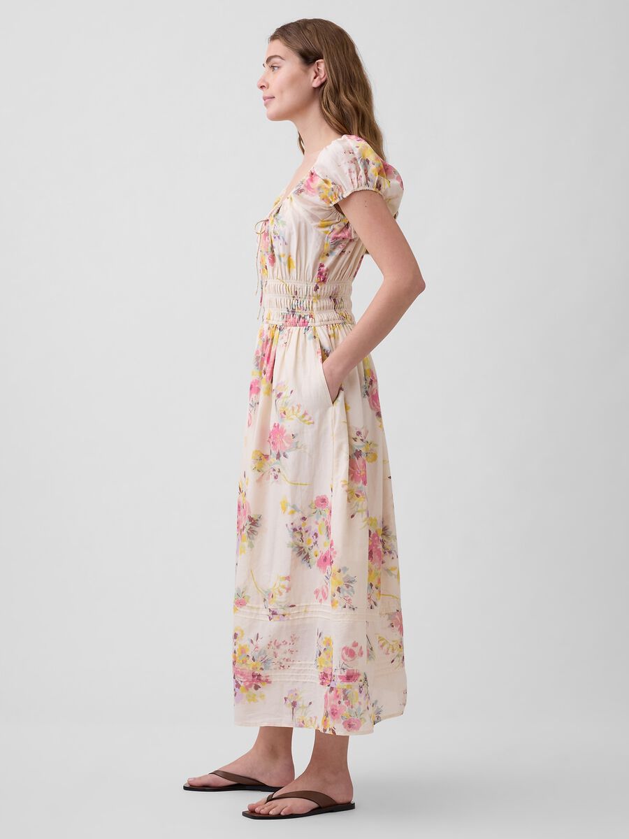 Abito midi in puro cotone a fiori Donna_2