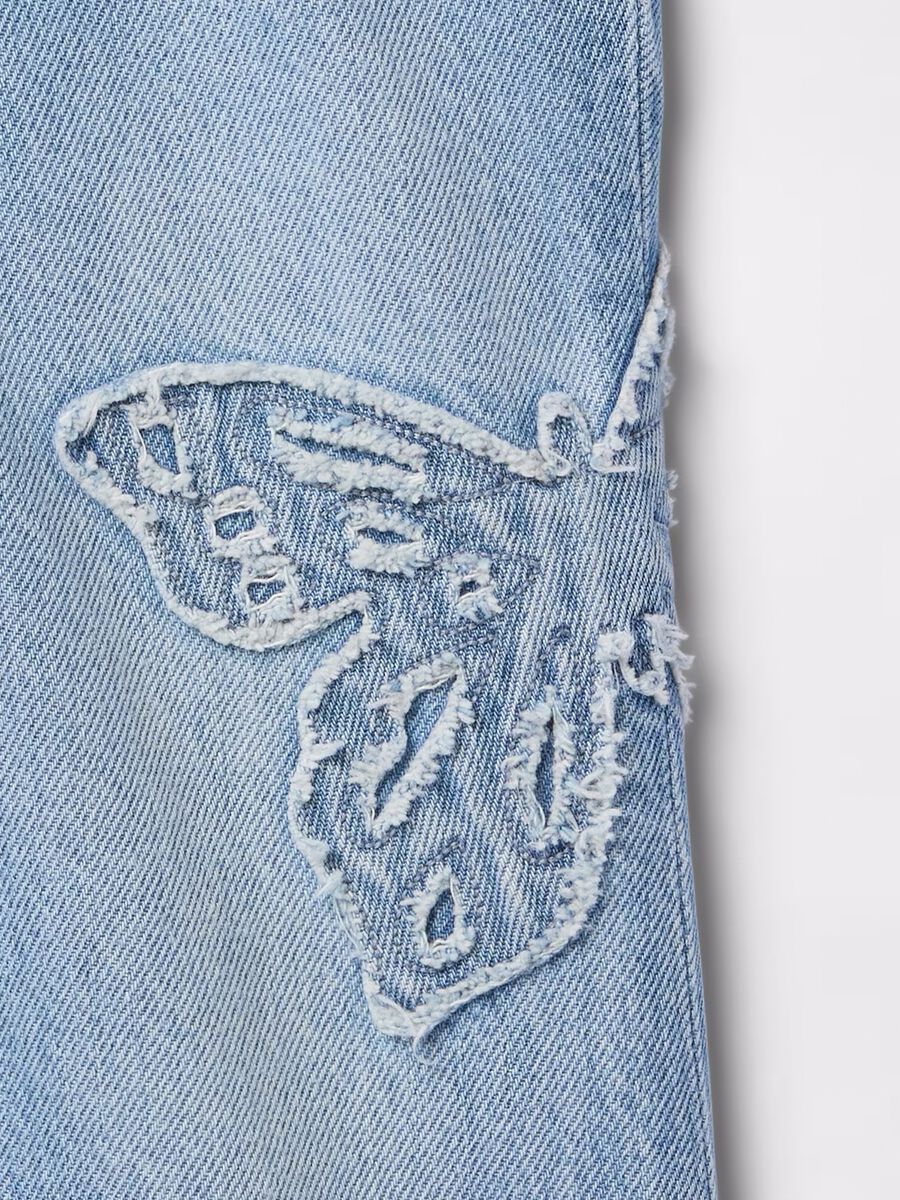 Jeans bambina con dettagli a farfalla in cotone Bimba_2