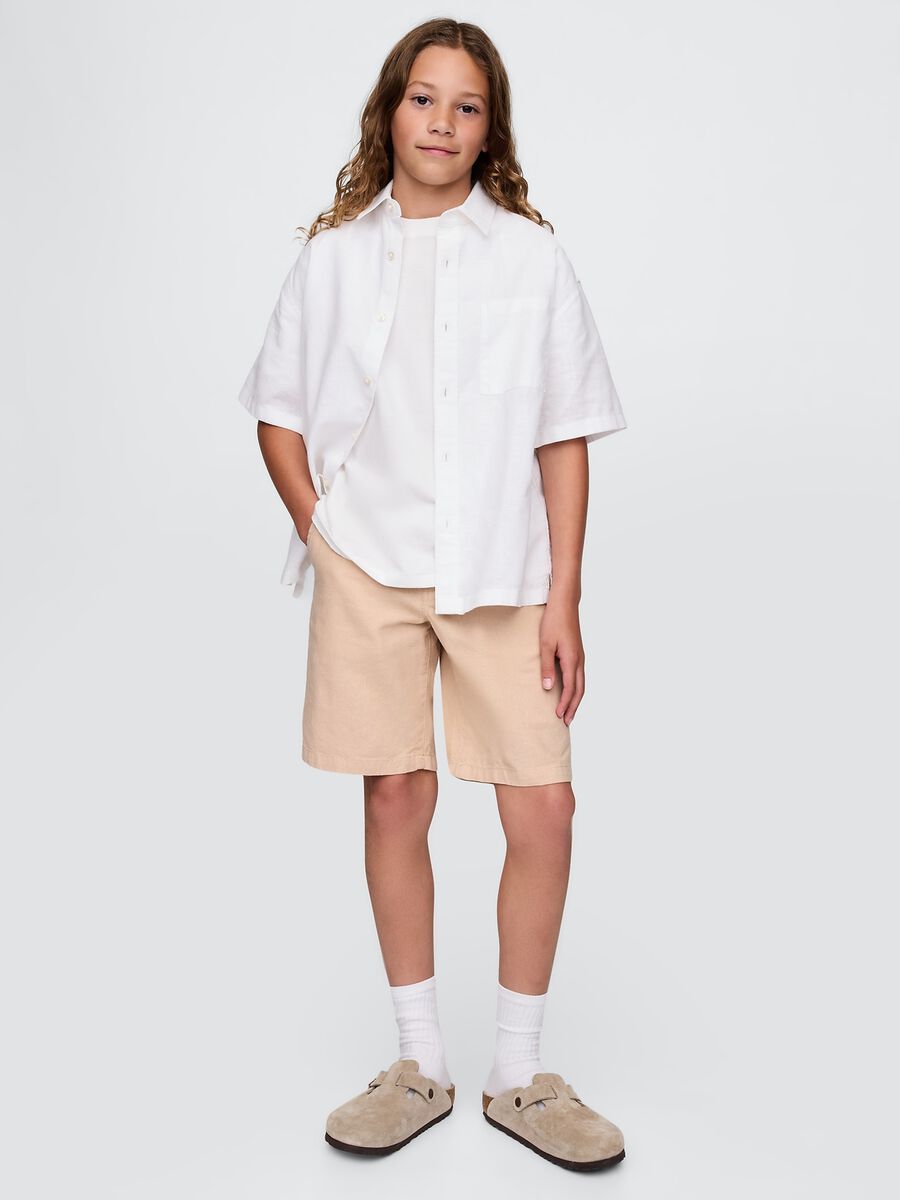 Bermuda beige in lino e cotone GAP Kids Bambino_0