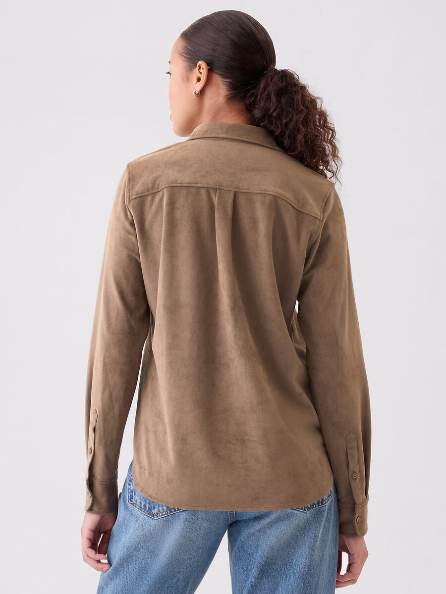 Camicia scamosciata con tasca Donna_2