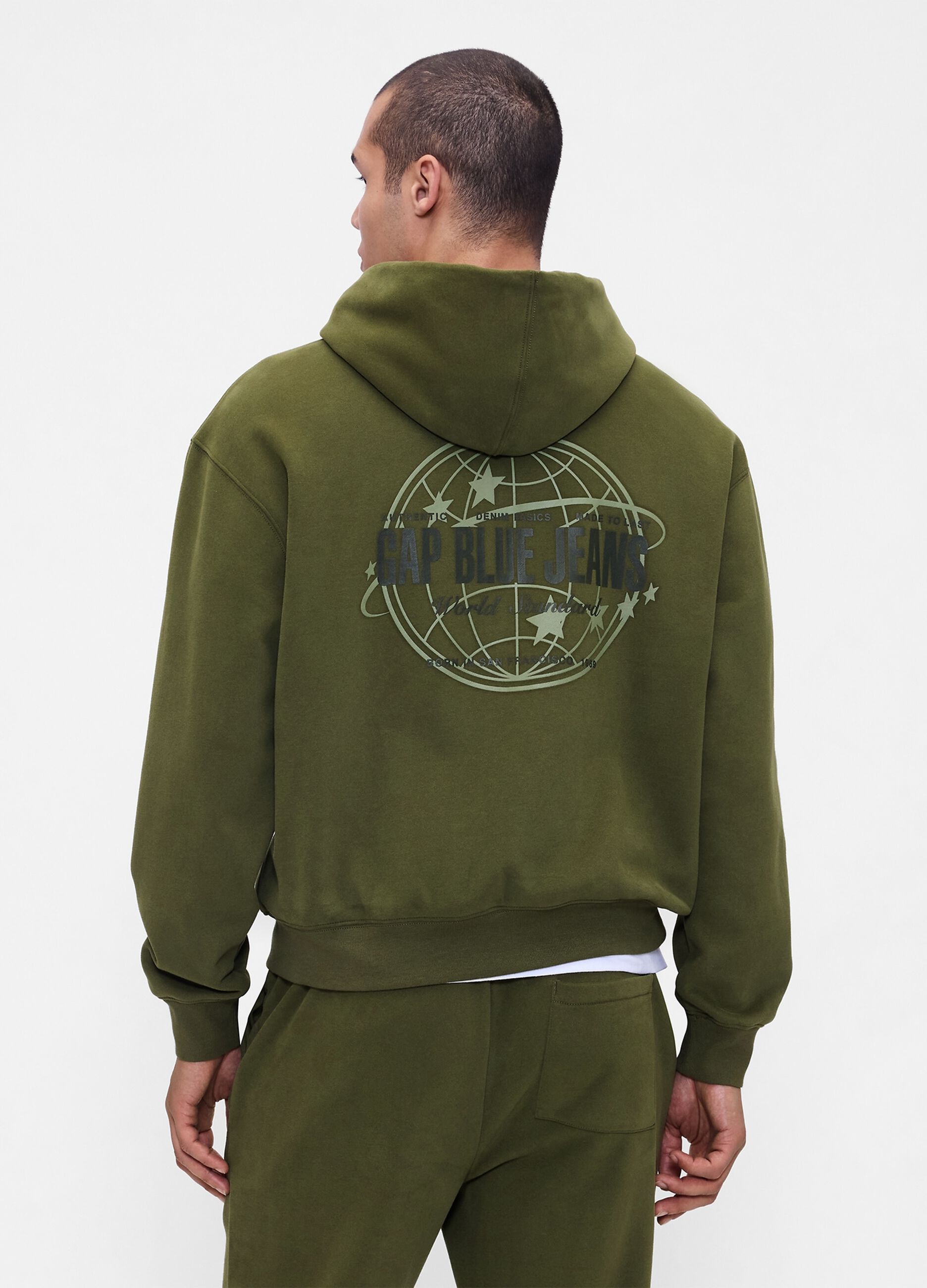 Felpa verde con cappuccio e zip intera_1