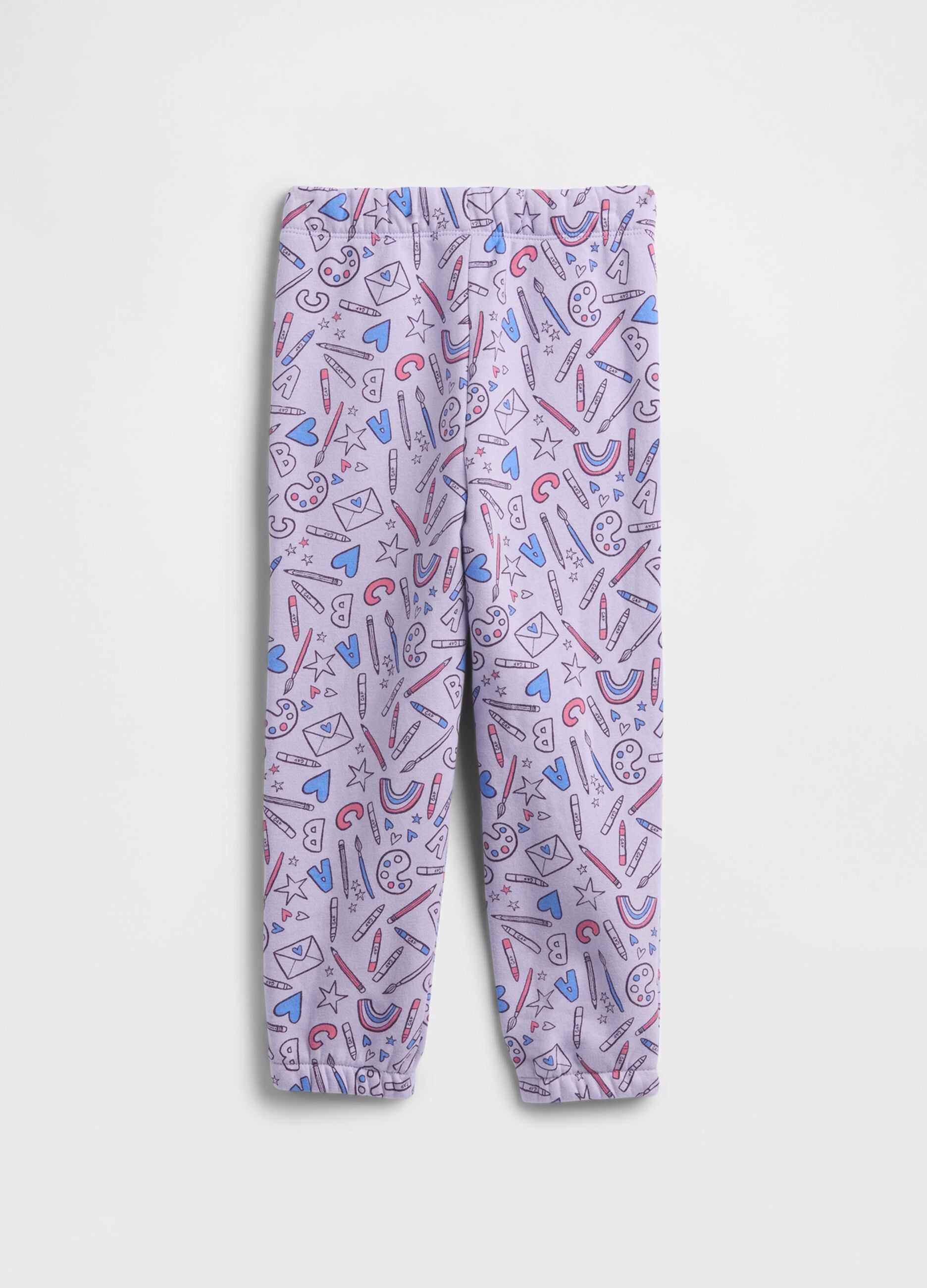Pantaloni viola per bambina con stampa grafica_1