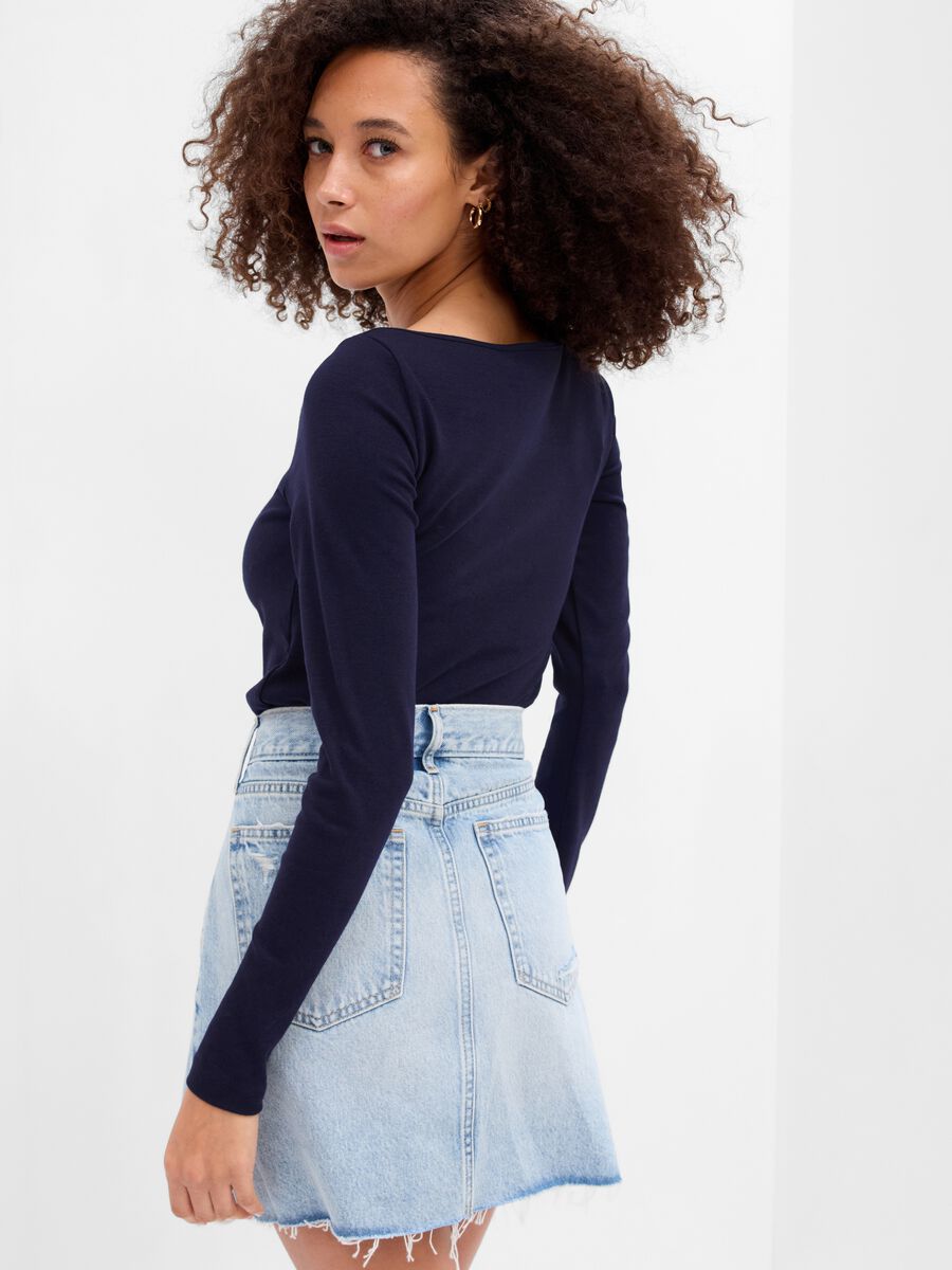 T-shirt scollo a barchetta in cotone e modal Donna_1