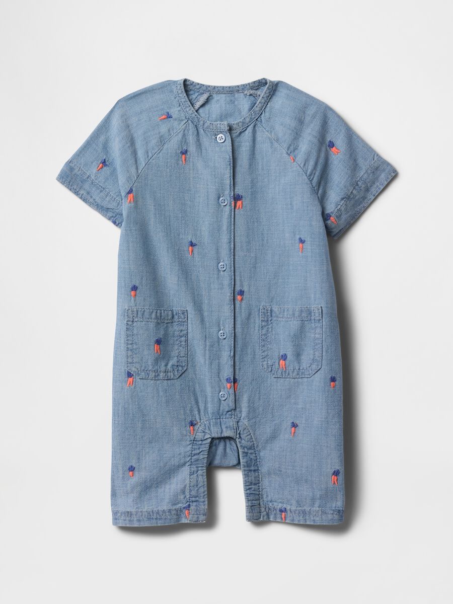 Tutina per bambini in denim con ricami colorati Neonato_0