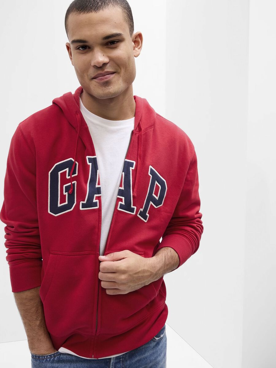 Full-zip con cappuccio ricamo logo Uomo_0