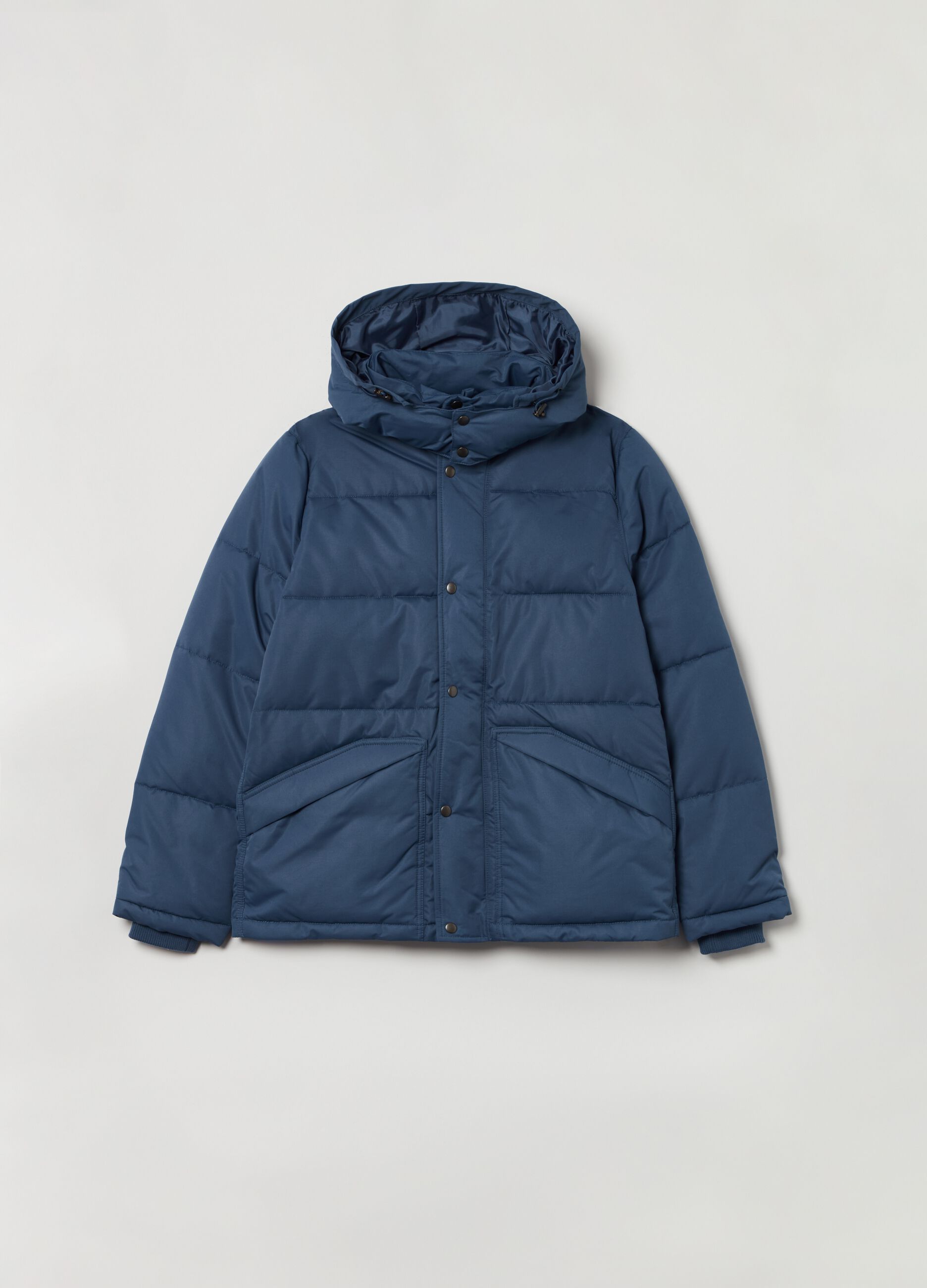 Quilted and padded jacket with hood