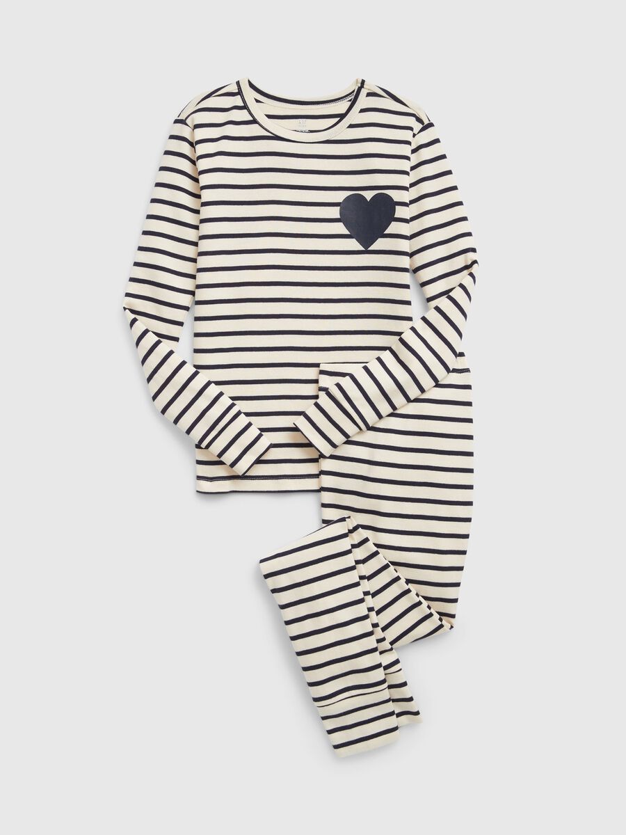 Full-length striped pyjamas with hearts print Girl_0