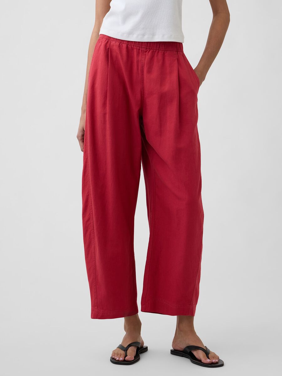 Pantaloni palazzo in misto lino Donna_3