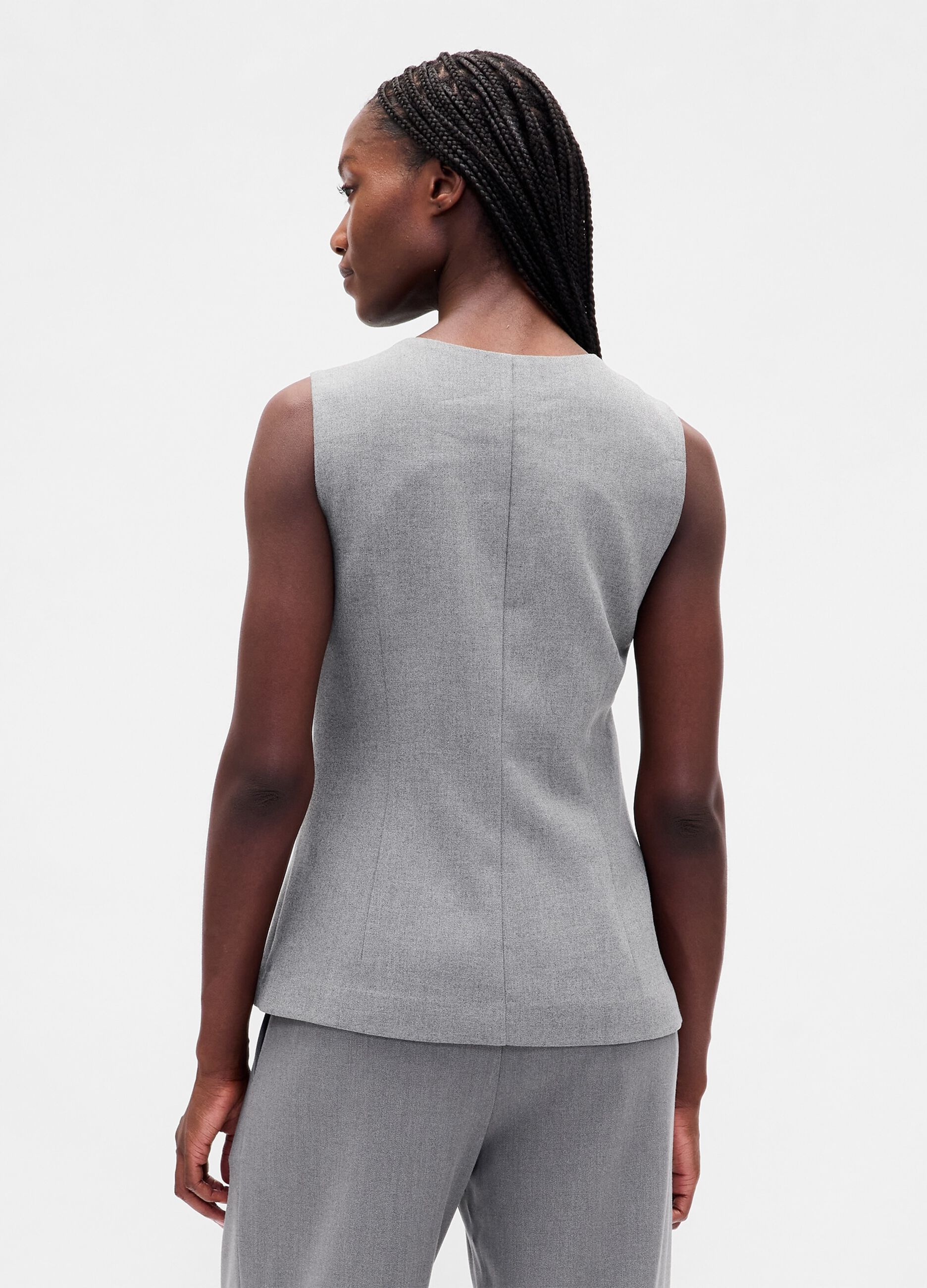 Gilet grigio in tessuto elasticizzato_2