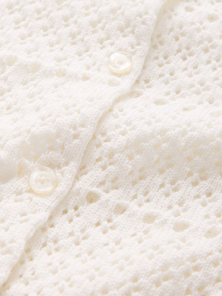 Cardigan bianco traforato in cotone per bambina Bambina_4