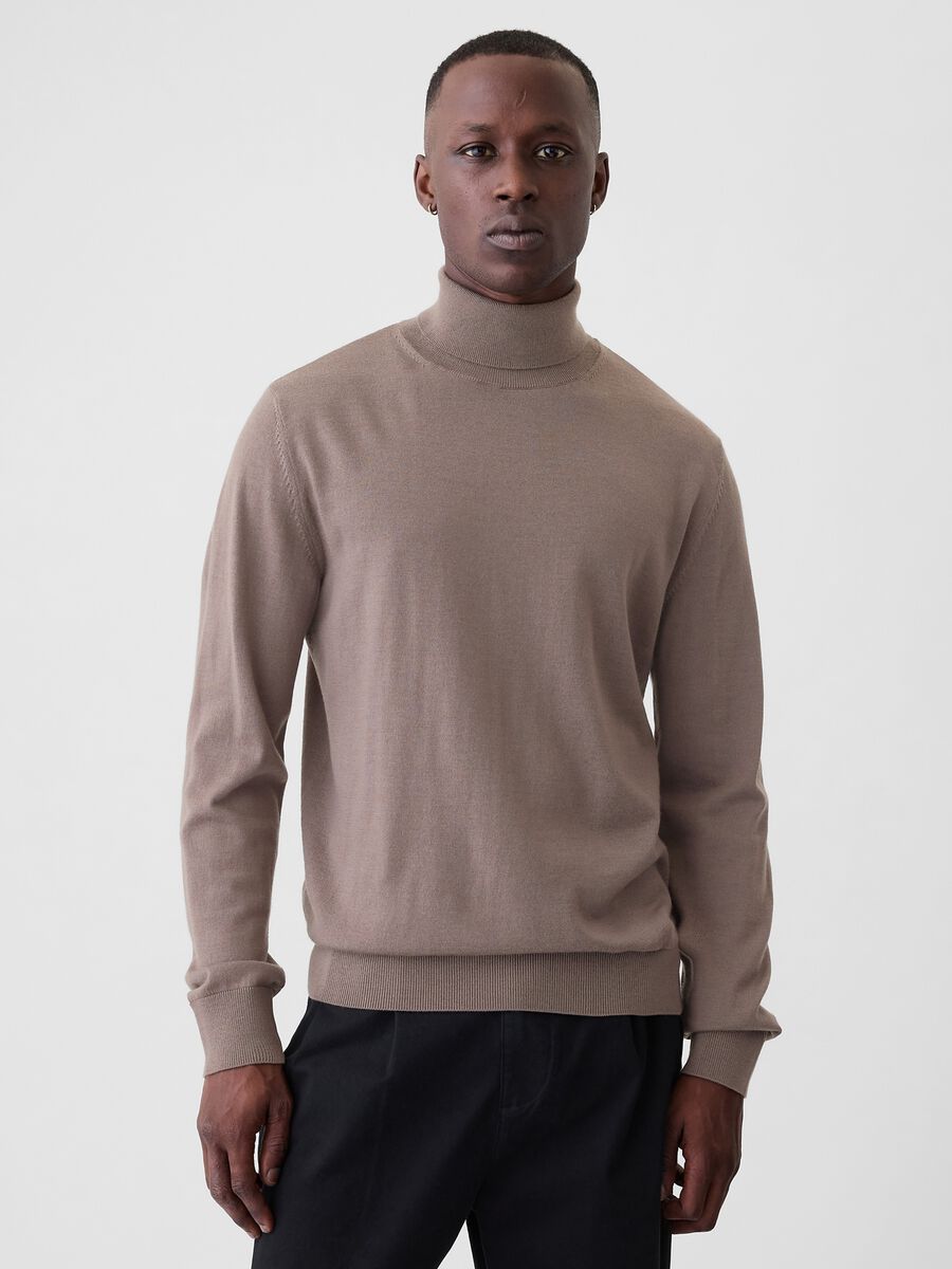 Pullover in lana merino a collo alto Uomo_0