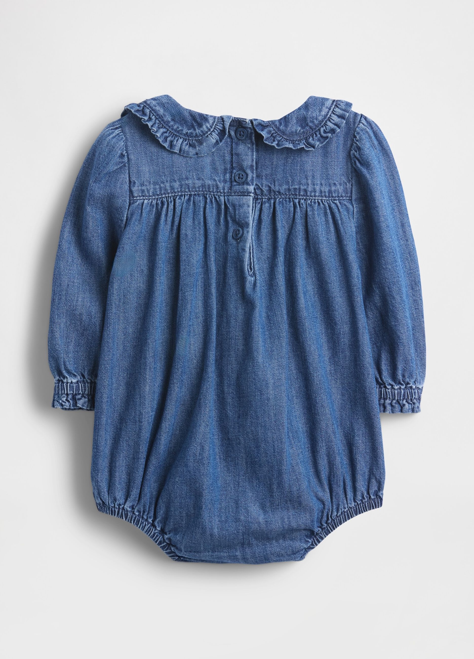Body in denim con collo ricamato_1