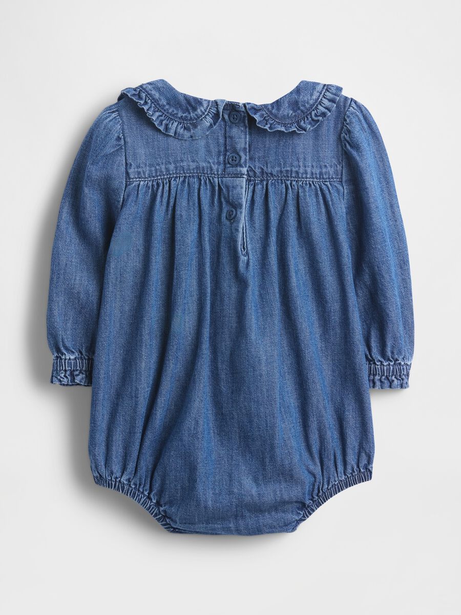Body in denim con collo ricamato Newborn Boy_1