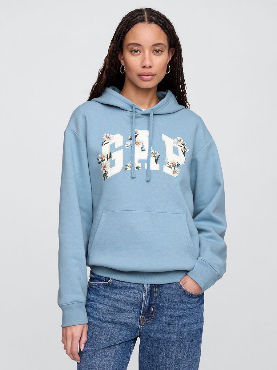 Blue Hooded Sweatshirt Woman_0