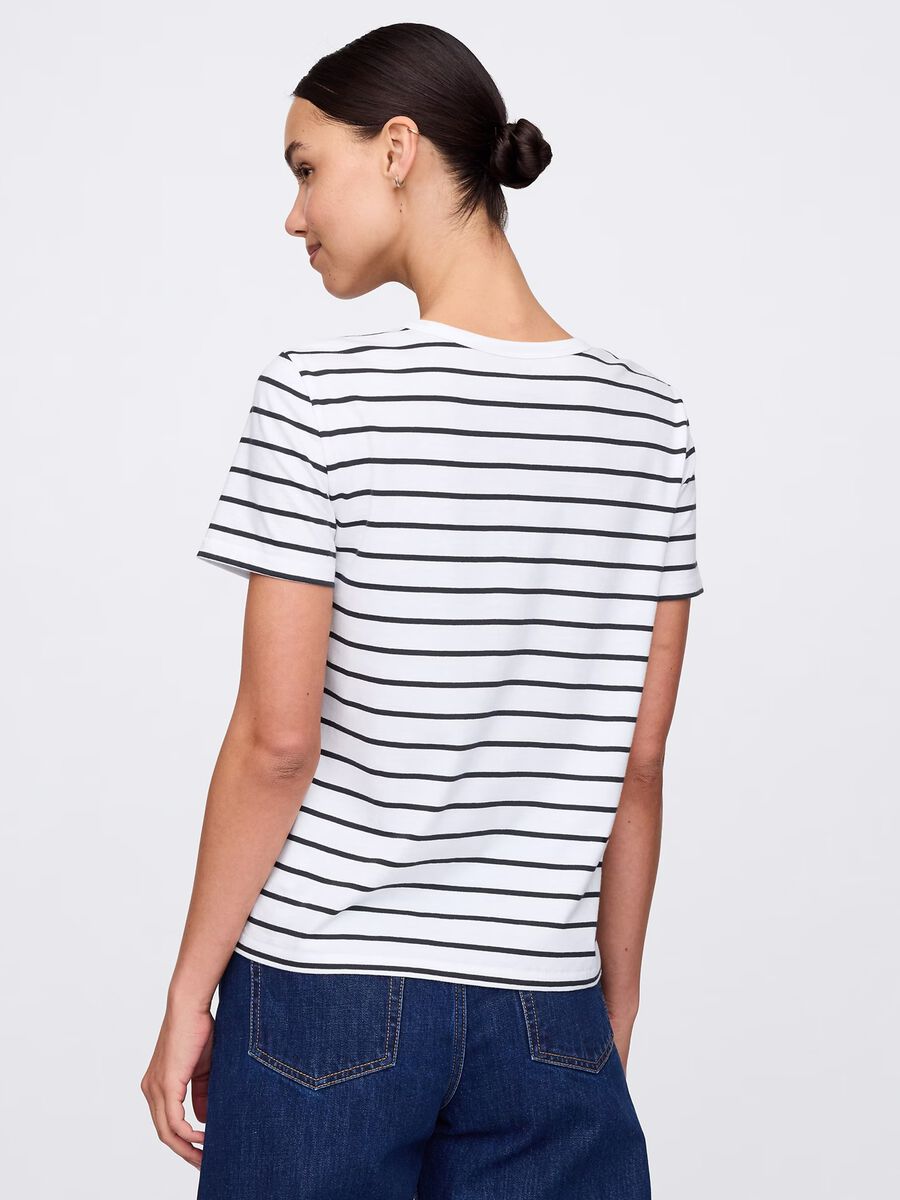 T-shirt a righe bianche e nere in cotone Gap Donna_2