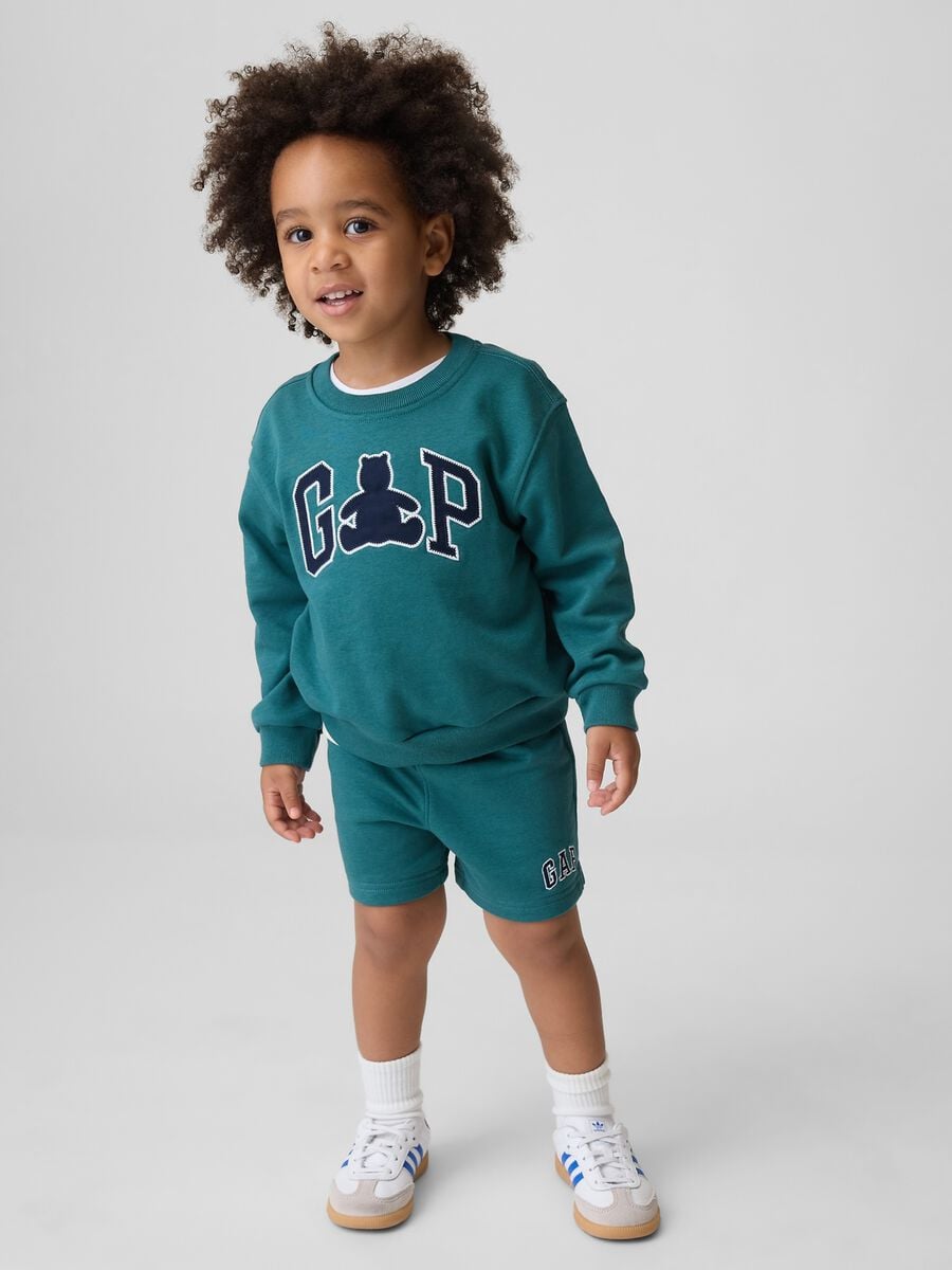 Set felpa e shorts in misto cotone con logo GAP Bimbo_0