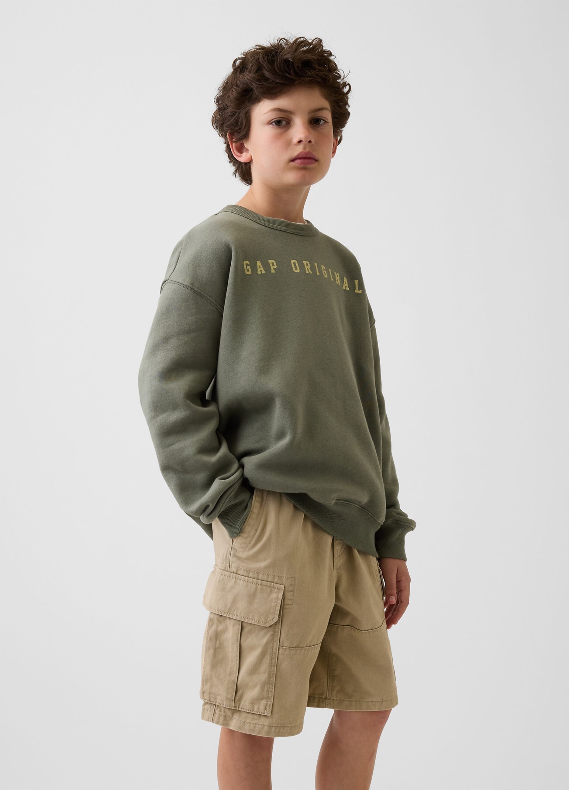 Felpa girocollo in misto cotone con logo GAP